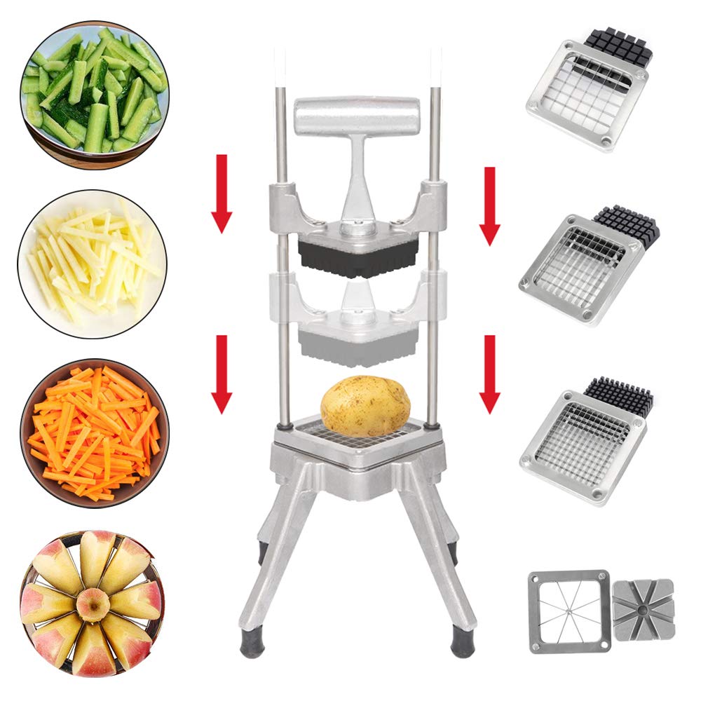 ROVSUN Hand Pressure Commercial French Fry Cutter with 4 Sizes Blades