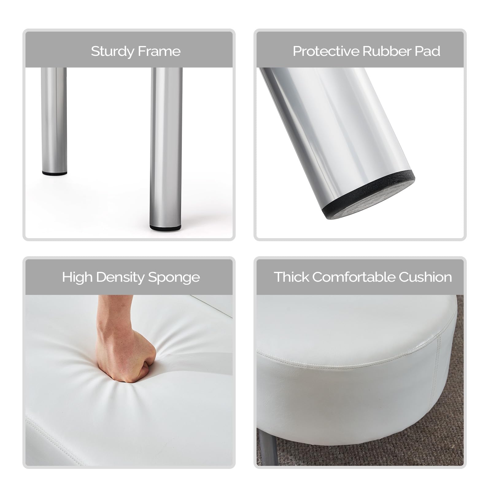 59.1" Waiting Chair Bench Seating Faux Leather with Backrest White