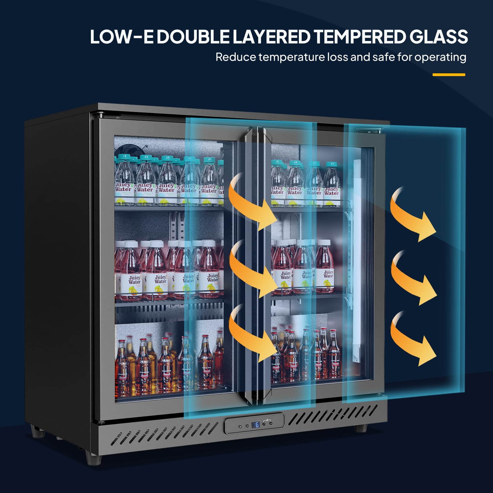 ROVSUN 35.4" 7.4 Cu.Ft. Back Bar Cooler with Double Glass Doors