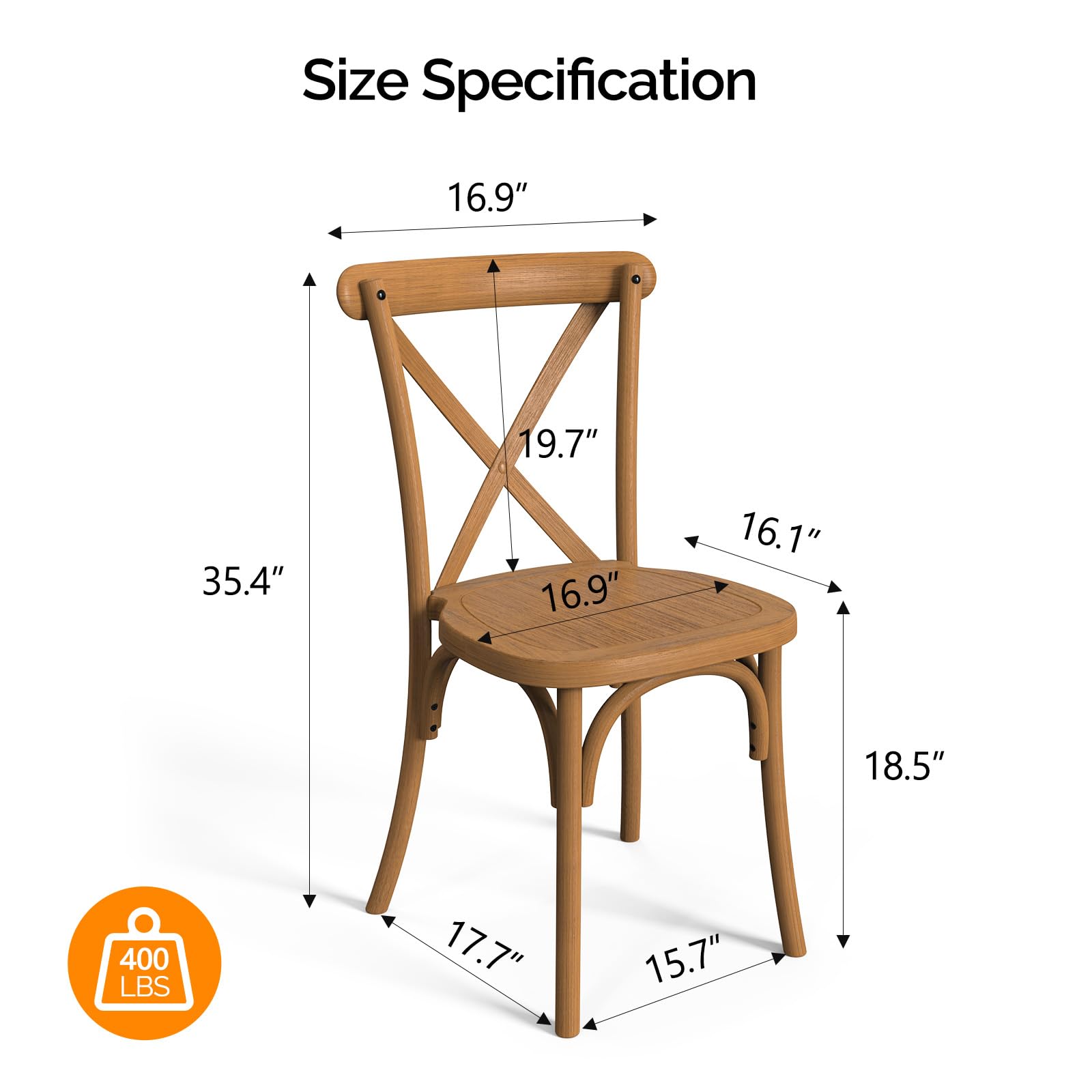 Plastic Outdoor Dining Chair Set Stackable with X Back Brown