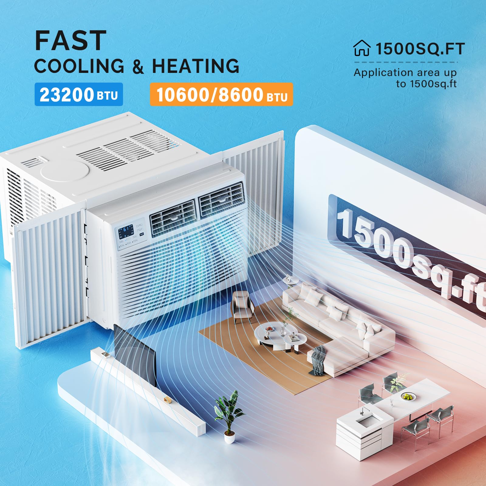 ROVSUN 2,3200 BTU 230V Window Air Conditioner with Heat & Wifi/APP & Install Kit