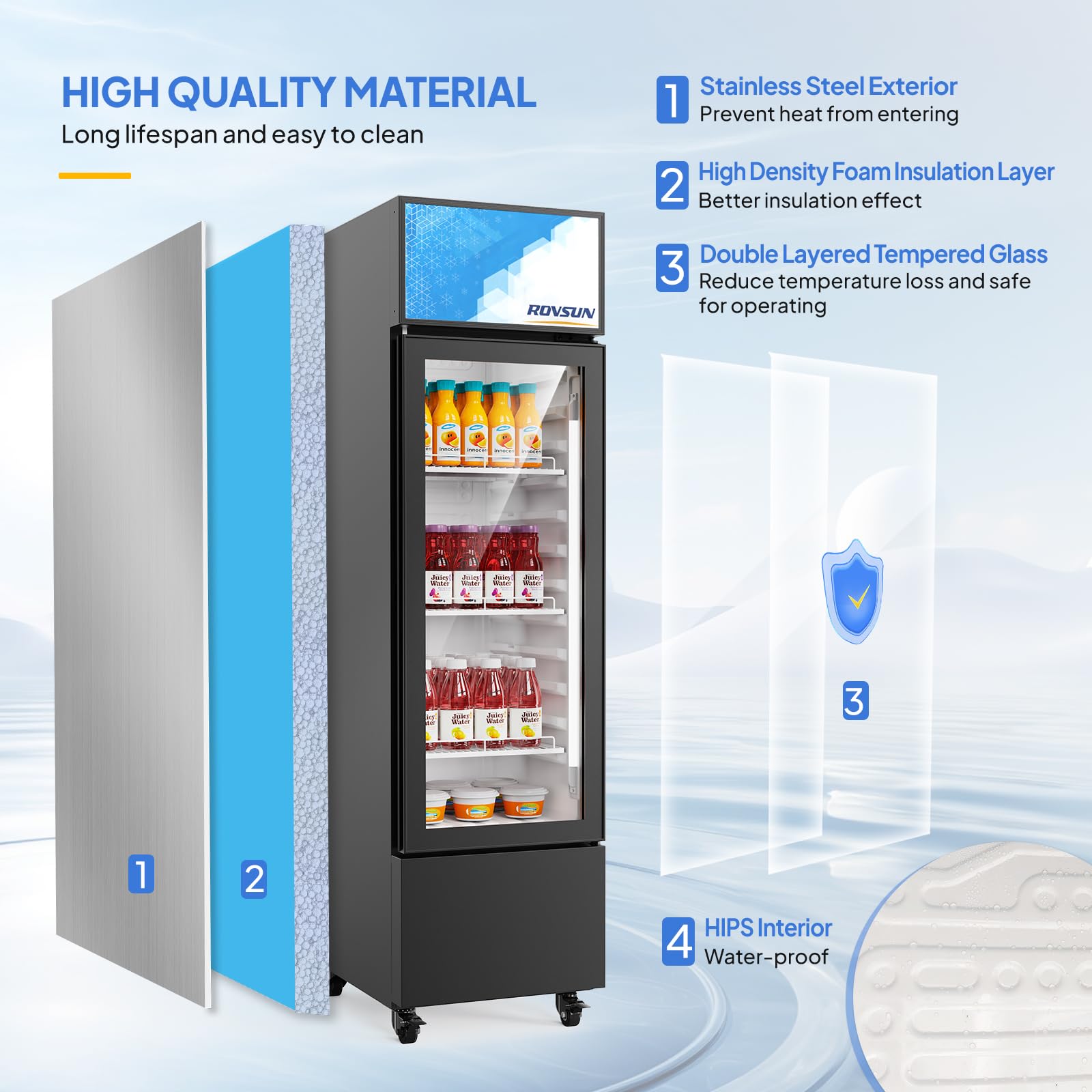 ROVSUN 17" 6 Cu.Ft. 160W 115V Black Beverage Refrigerator