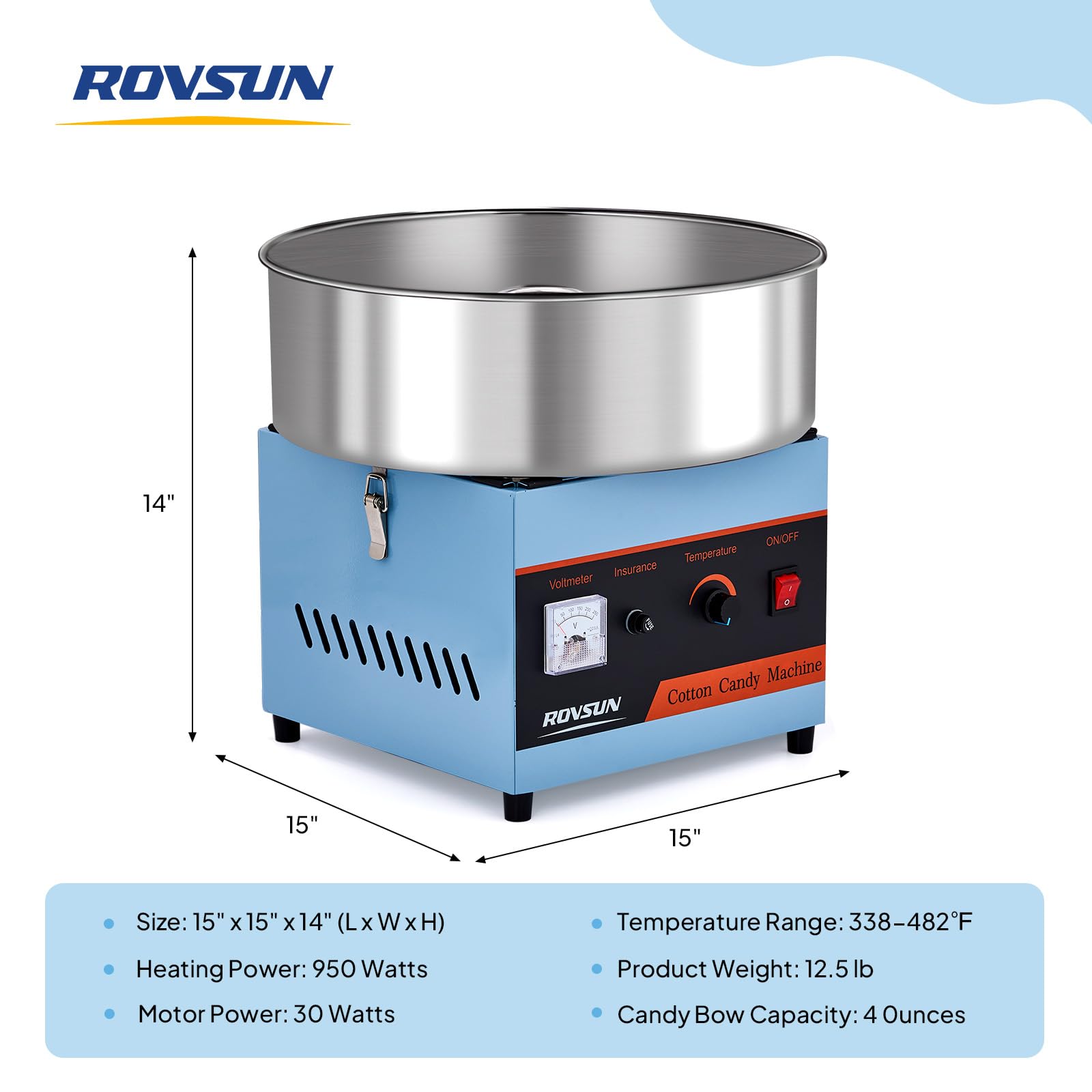 ROVSUN 15" Cotton Candy Machine Blue