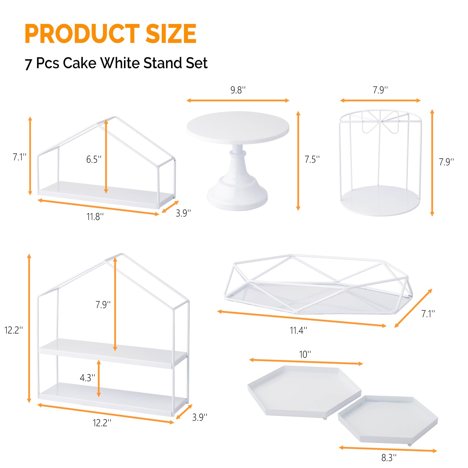 ROVSUN 7 PCS White Cake Stand Set