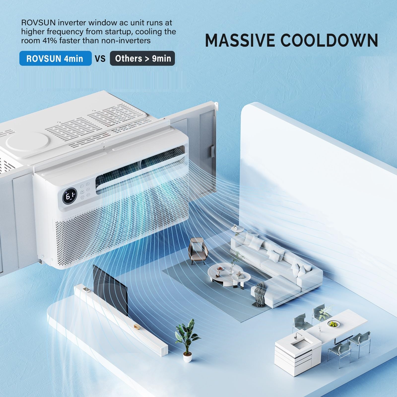 ROVSUN 8,000 BTU 115V Window Air Conditioner with Inverter & Wifi/APP & Install Kit - 1