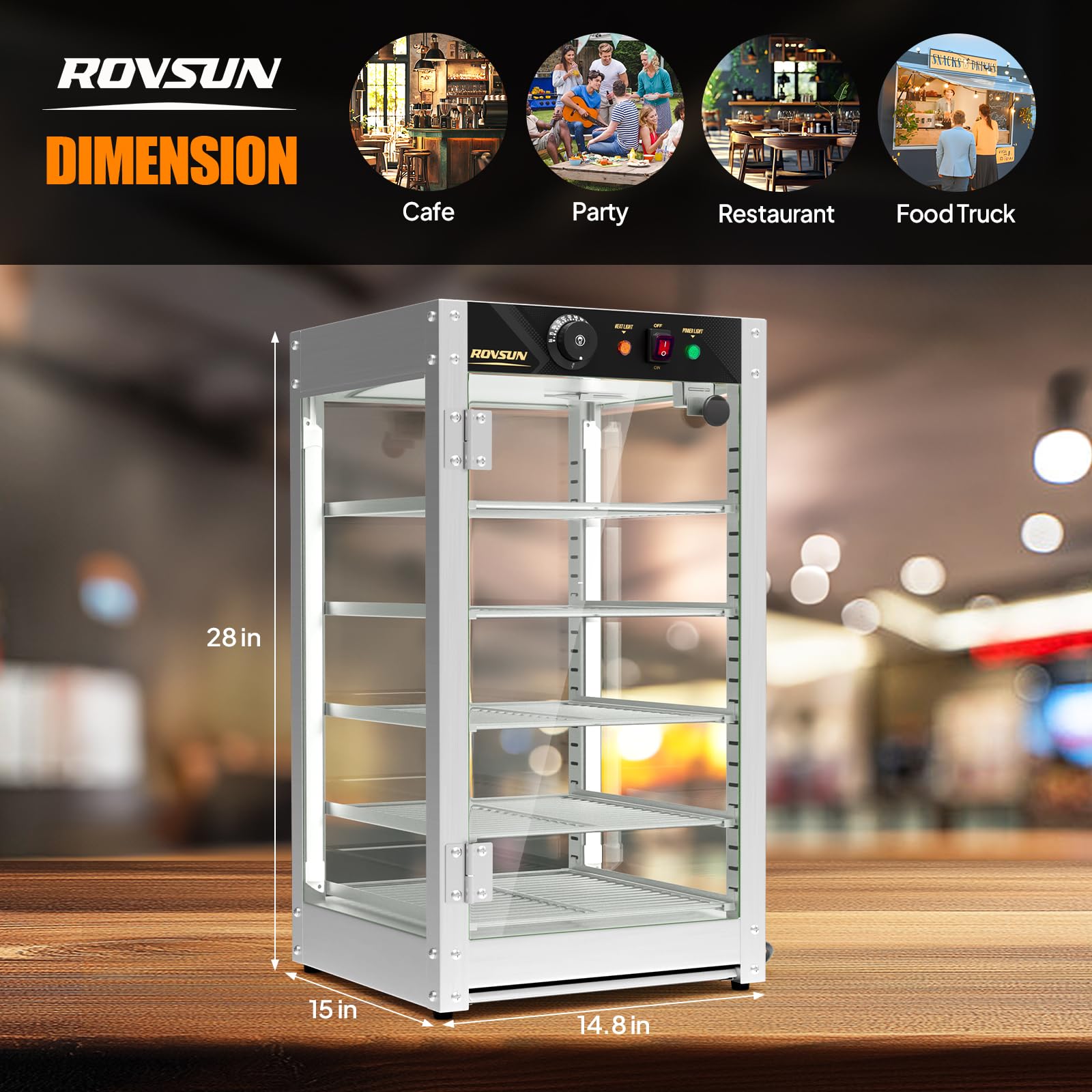 ROVSUN 5-Tier 15" 800W 110V Food Warmer Cabinet for Pizza, Pretzel