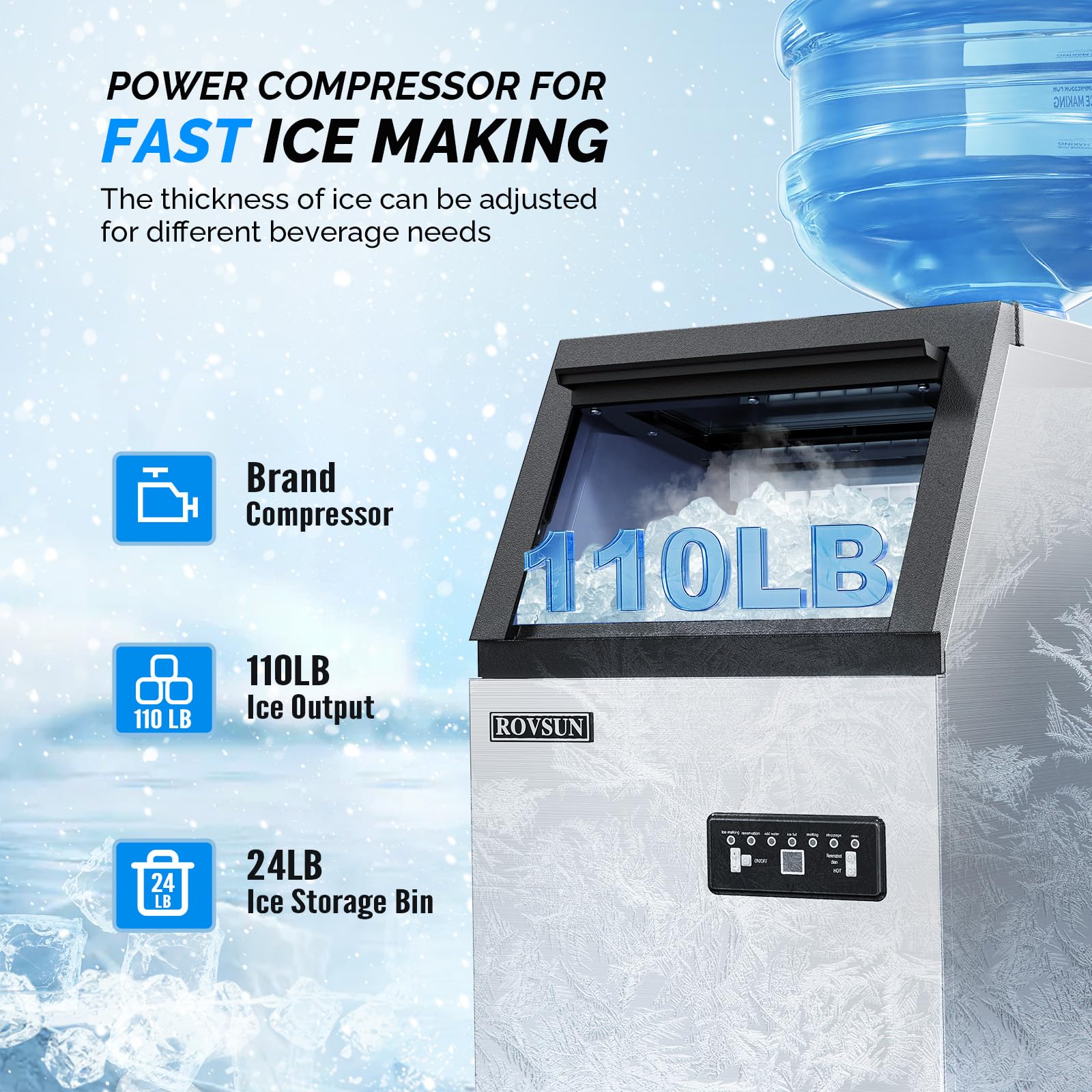 ROVSUN 14" 110 lbs Air Cooled Ice Machine Countertop