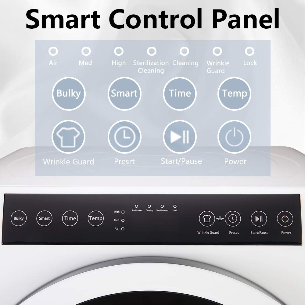 ROVSUN 3.5 Cu.Ft. 1,300W 110V Tumble Clothes Dryer with LED Touch Screen White