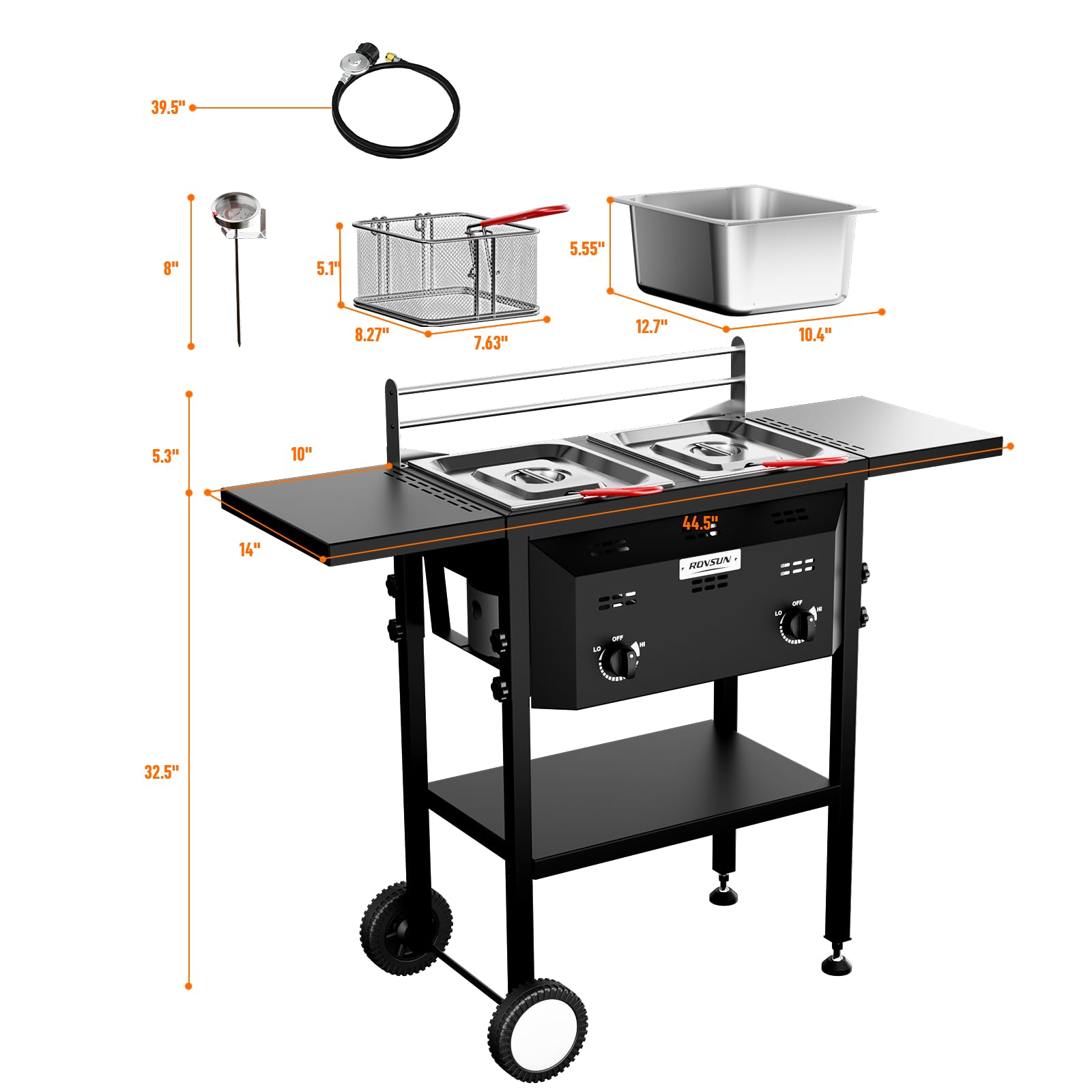 ROVSUN Outdoor Deep Fryer with Dual 8QT Stainless Steel Tank & Basket
