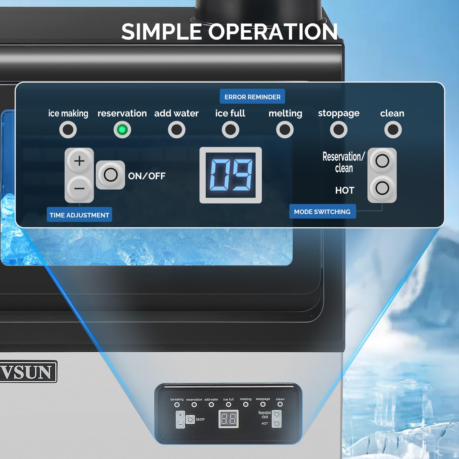 ROVSUN 13" 90 lb. 235W 115V Air Cooled Ice Machine Maker Countertop