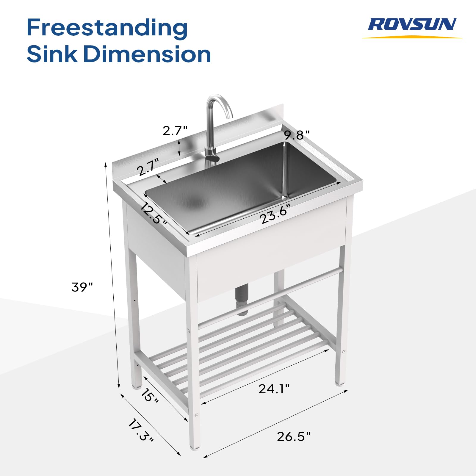 ROVSUN 28" x 19" One Bowl Stainless Steel Sink with Faucet