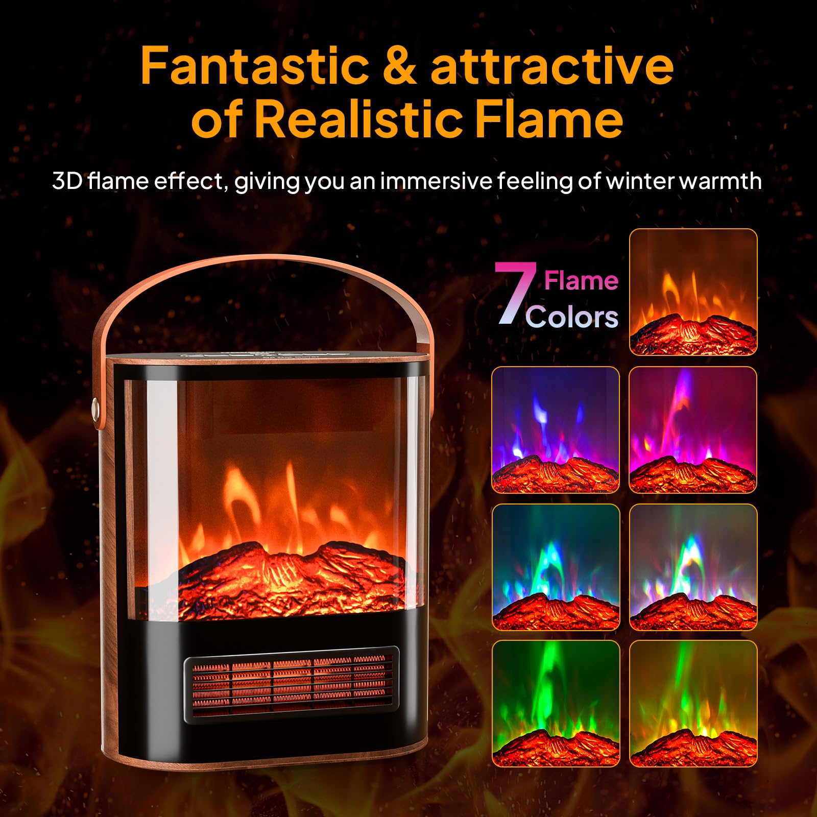 ROVSUN 1,500W 120V Electric Fireplace Heater with Remote & Timer