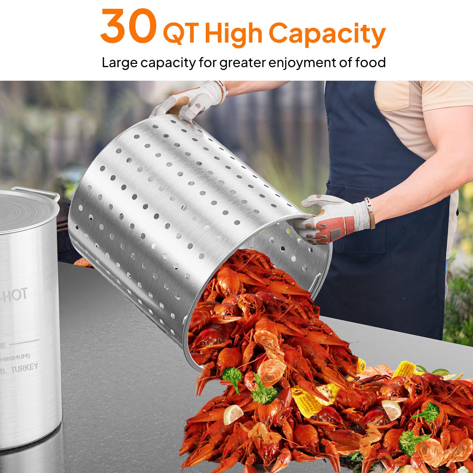 ROVSUN 30 QT Aluminum Stock Pot with Basket