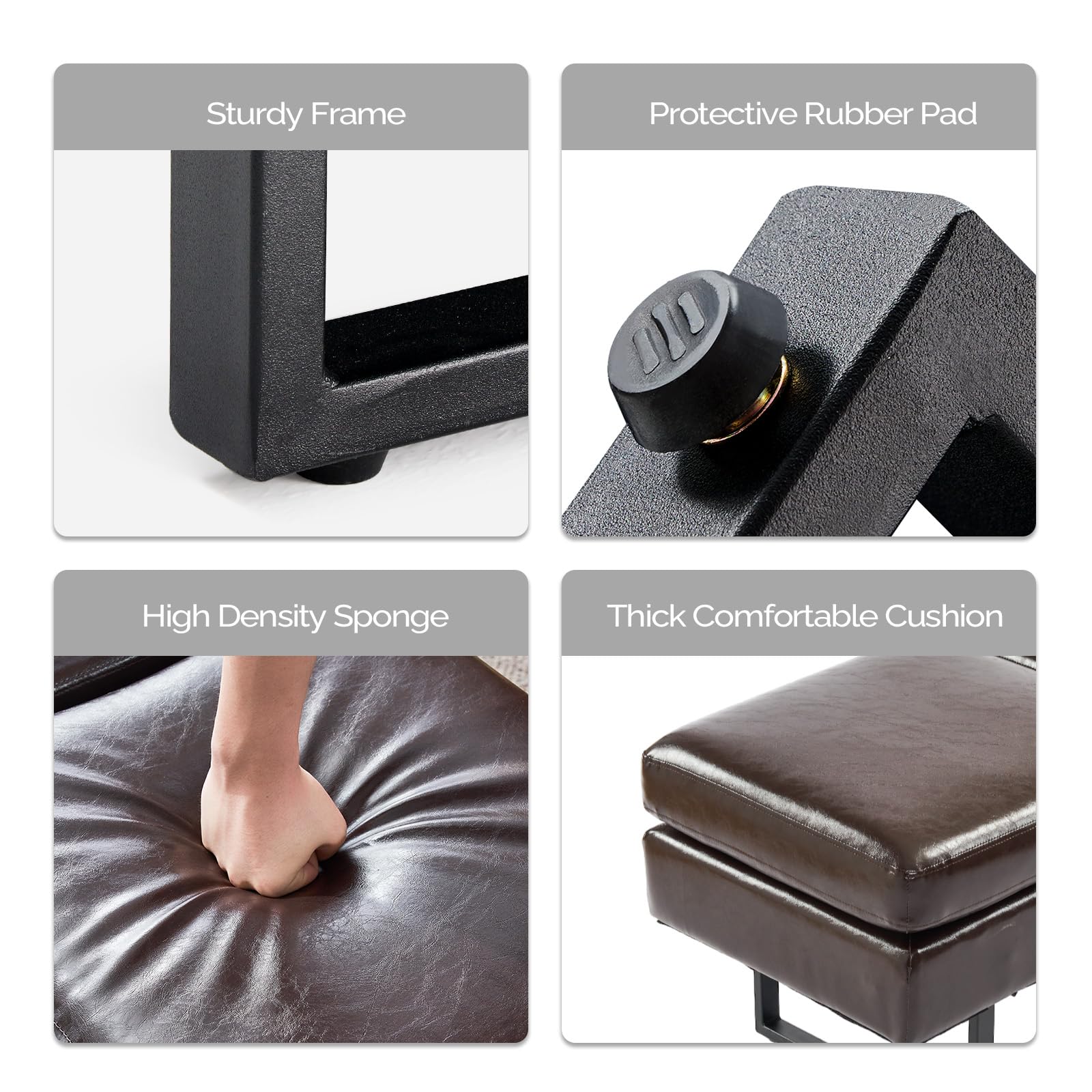 59.5" Waiting Chair Bench Seating Faux Leather Brown