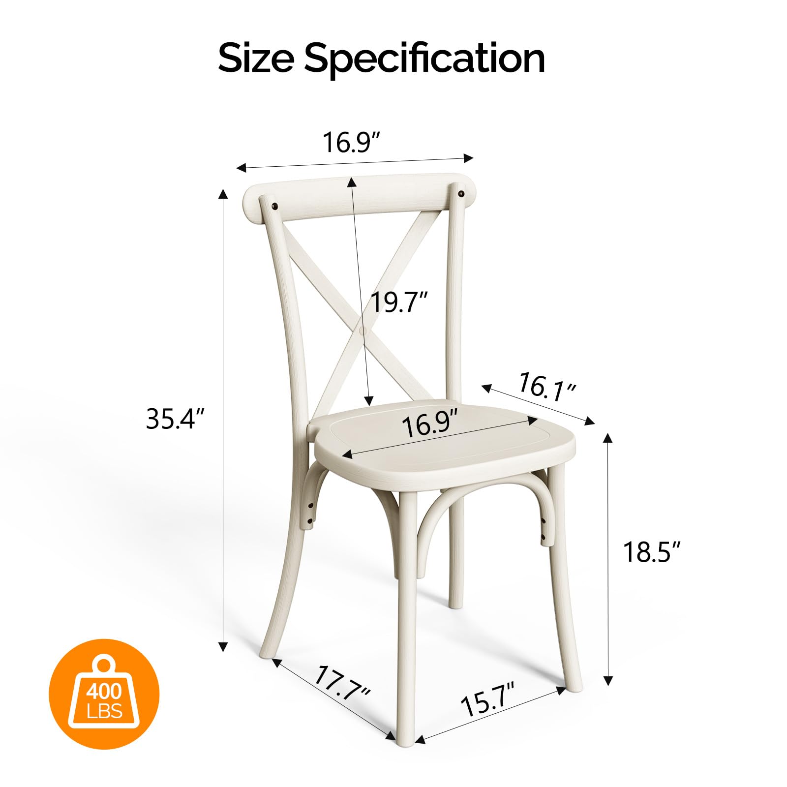Plastic Outdoor Dining Chair Set Stackable with X Back White