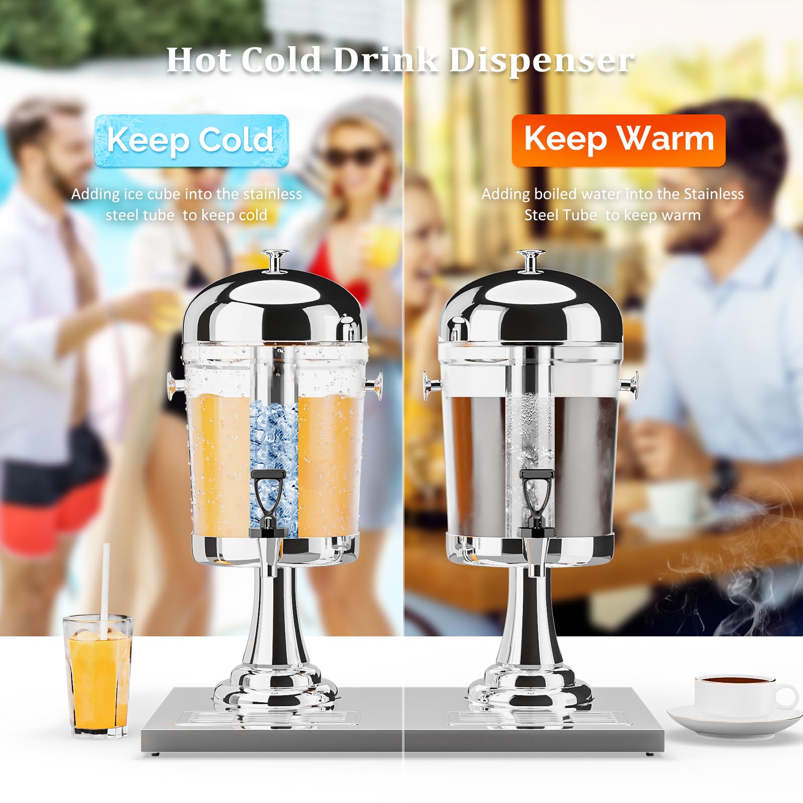 ROVSUN 4.4 Gallon Juice Beverage Dispenser with Ice Container