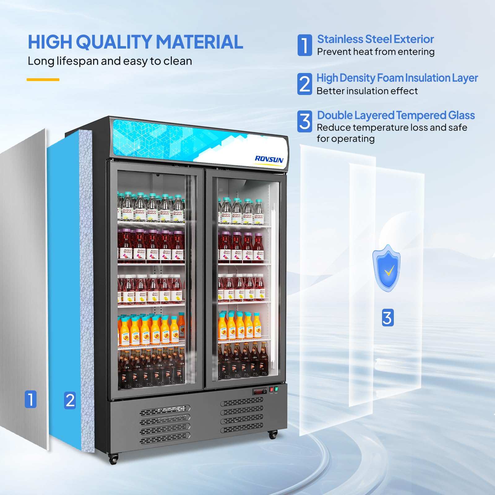 ROVSUN 50" 35 Cu.Ft. 370W 115V Black Beverage Refrigerator