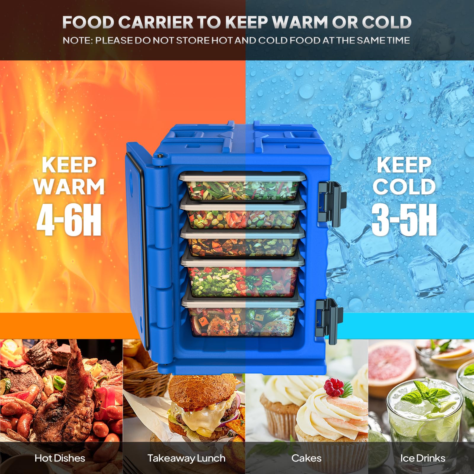 ROVSUN 82 QT Insulated Food Pan Carrier with Wheels Blue