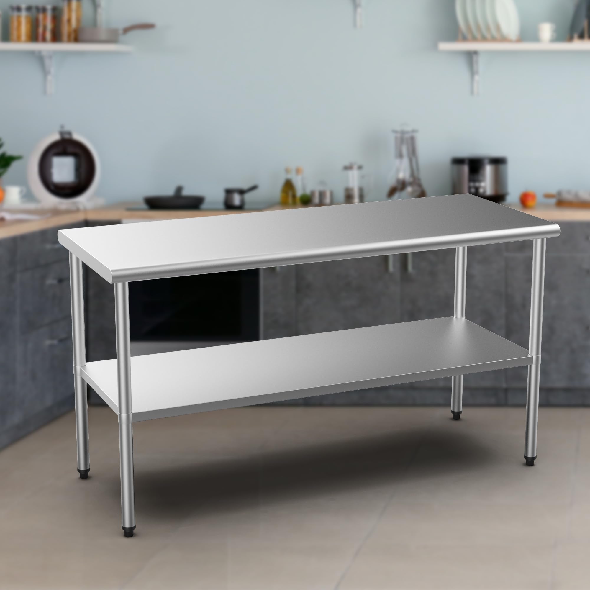 ROVSUN 60" x 24" Stainless Steel Table with Undershelf