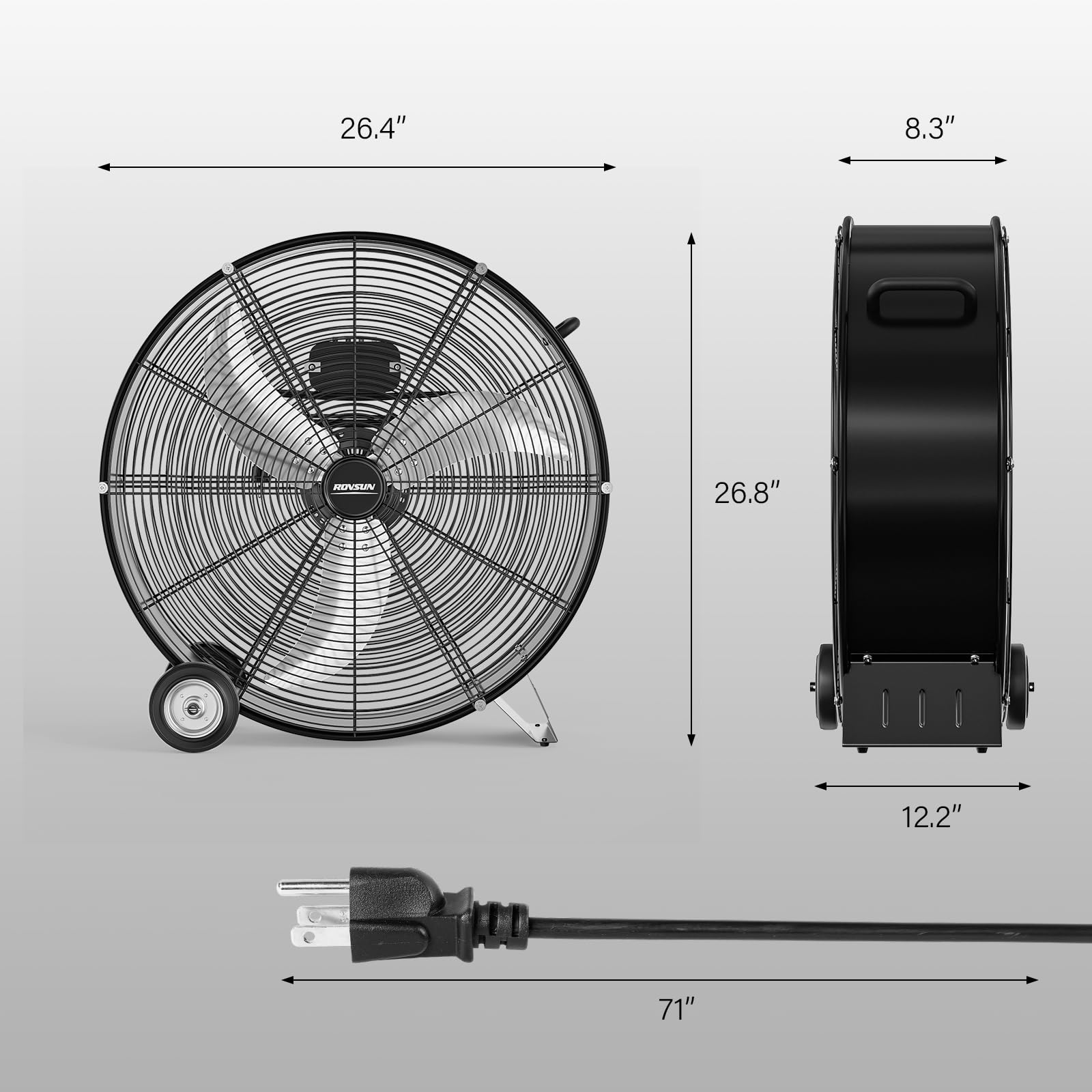 ROVSUN 24" 130W 110V Black Drum Fan