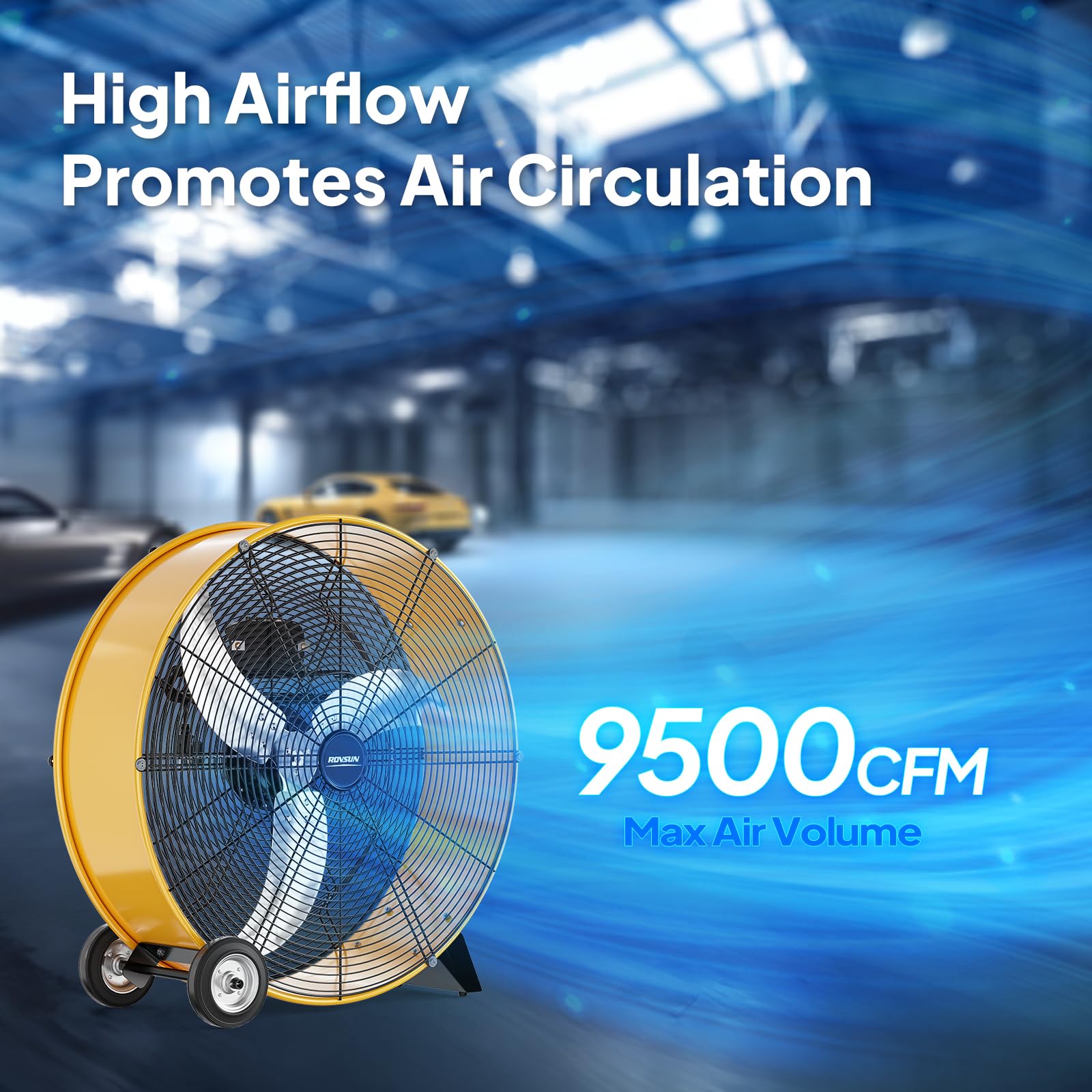 ROVSUN 24" 130W 110V Yellow Drum Fan