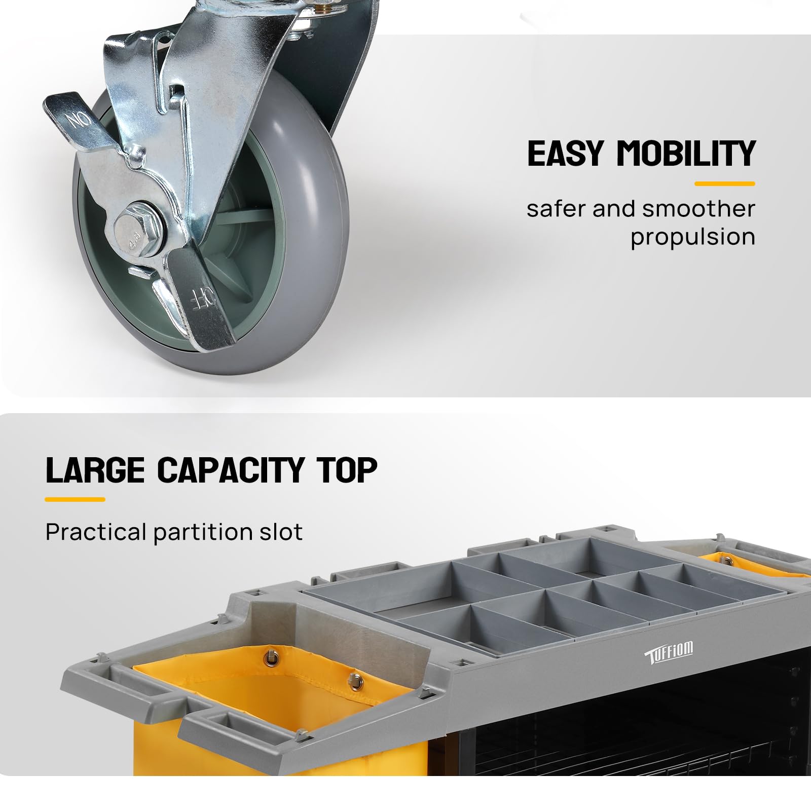 57" Multifunctional Housekeeping Hotel Cart Janitorial Cart