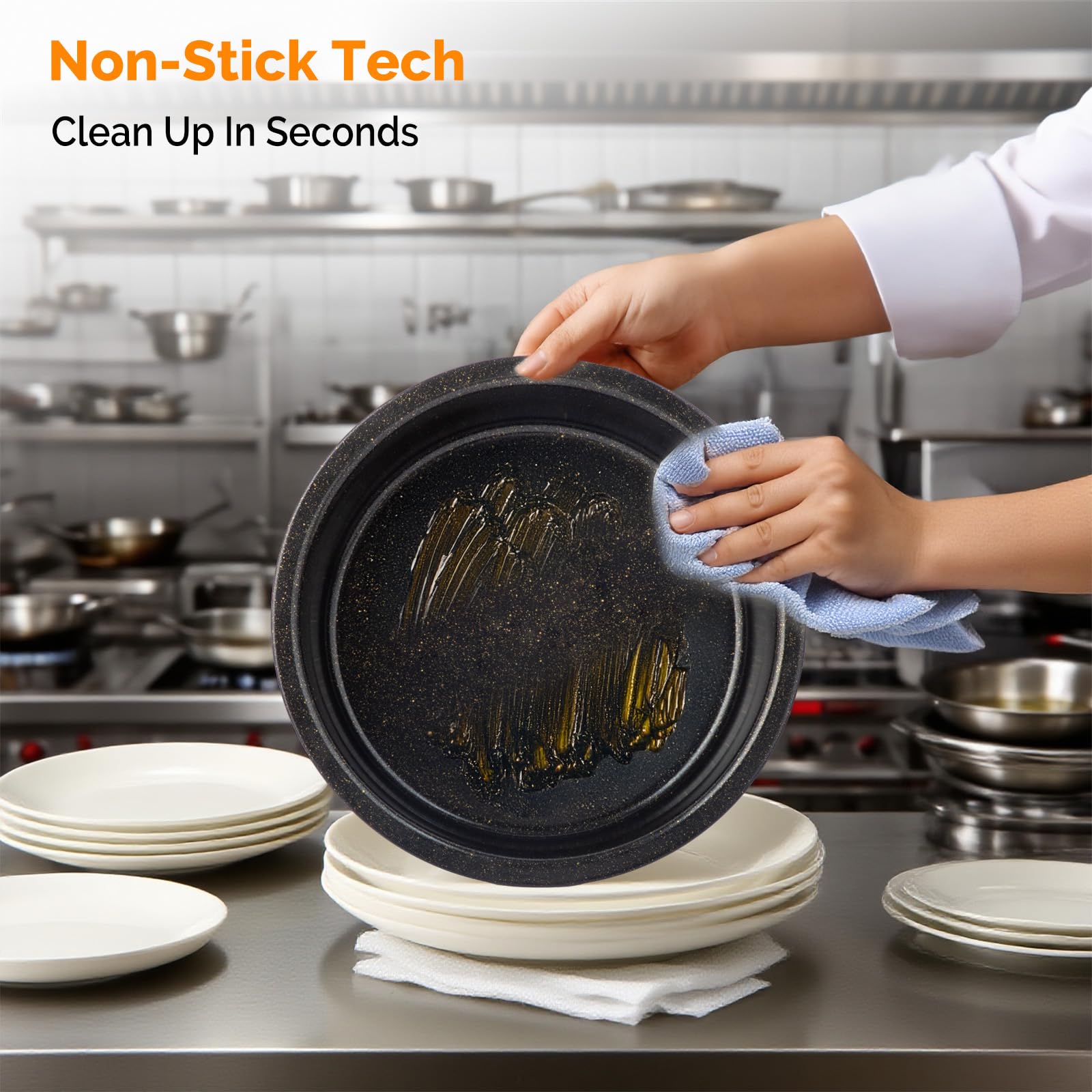 ROVSUN 5 QT Round Black & Gold Chafing Dish Buffet Set with Lid Holder