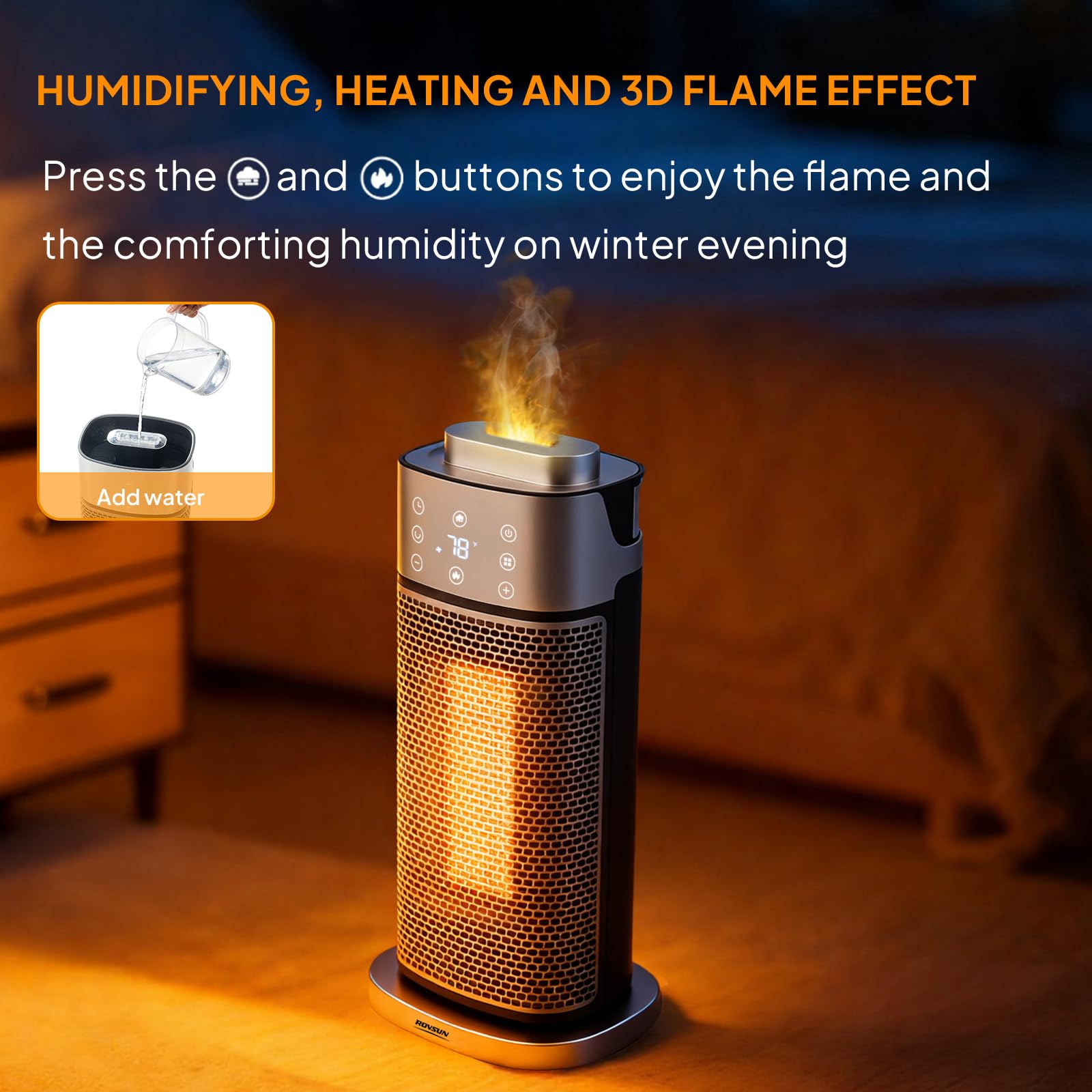 ROVSUN 16" High 1,500W 120V Electric Tower Heater