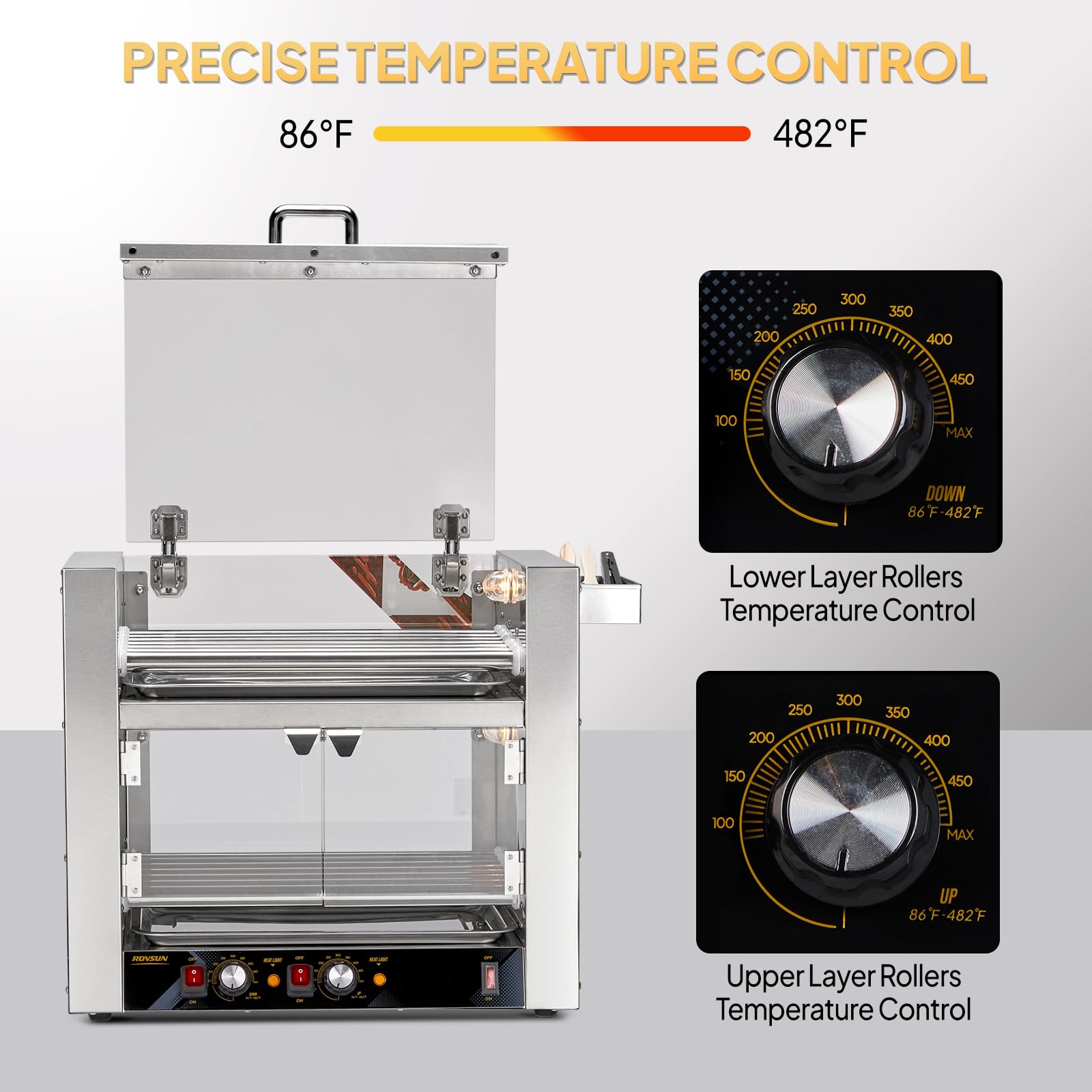 ROVSUN 2-Tier 36 Hot Dog Roller Grill with Cover