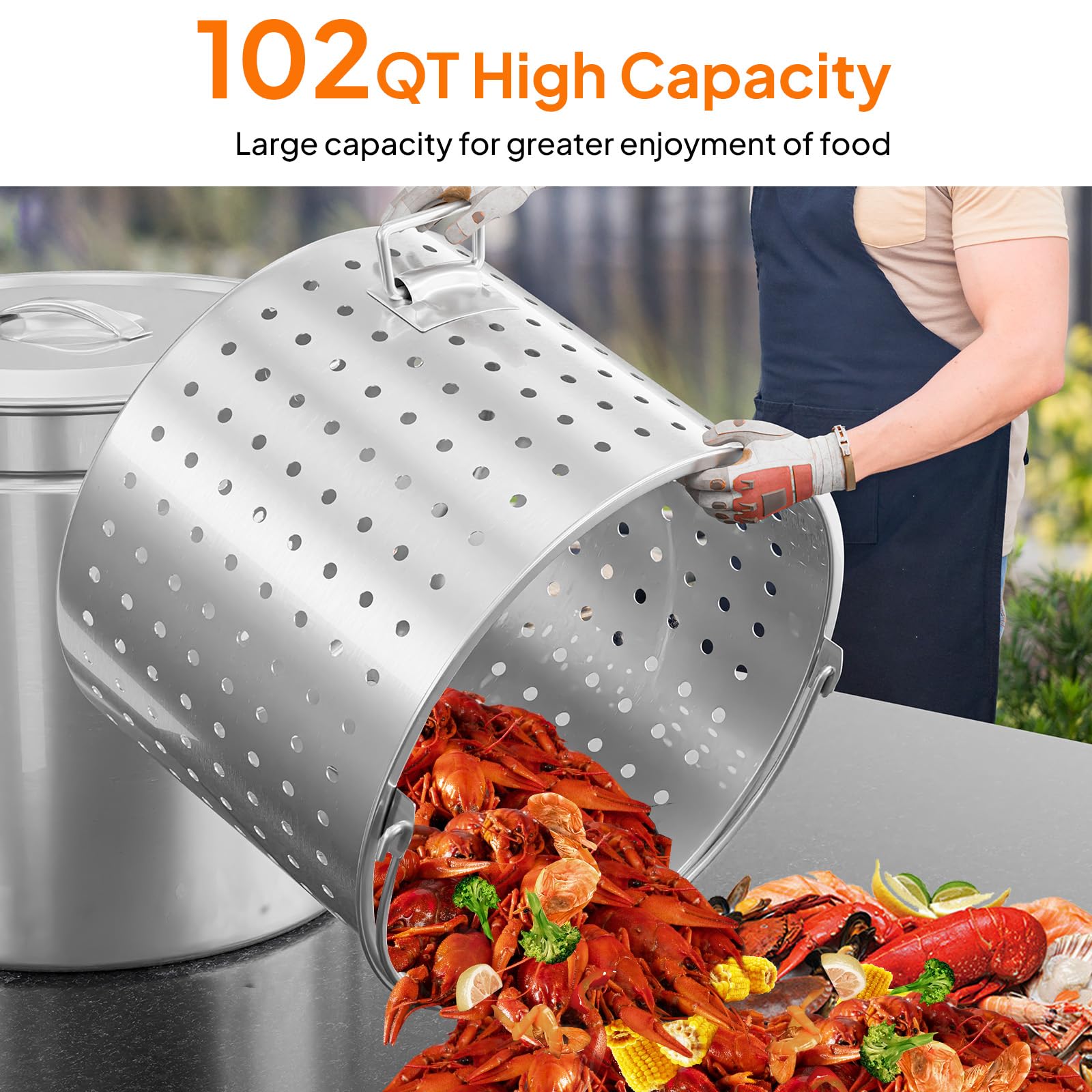 ROVSUN 102 QT Stainless Steel Stock Pot with Basket