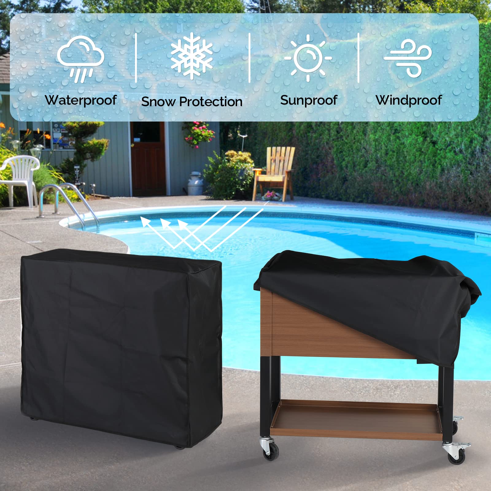 80 Quart Portable Outdoor Patio Rolling Cooler Cart Brown