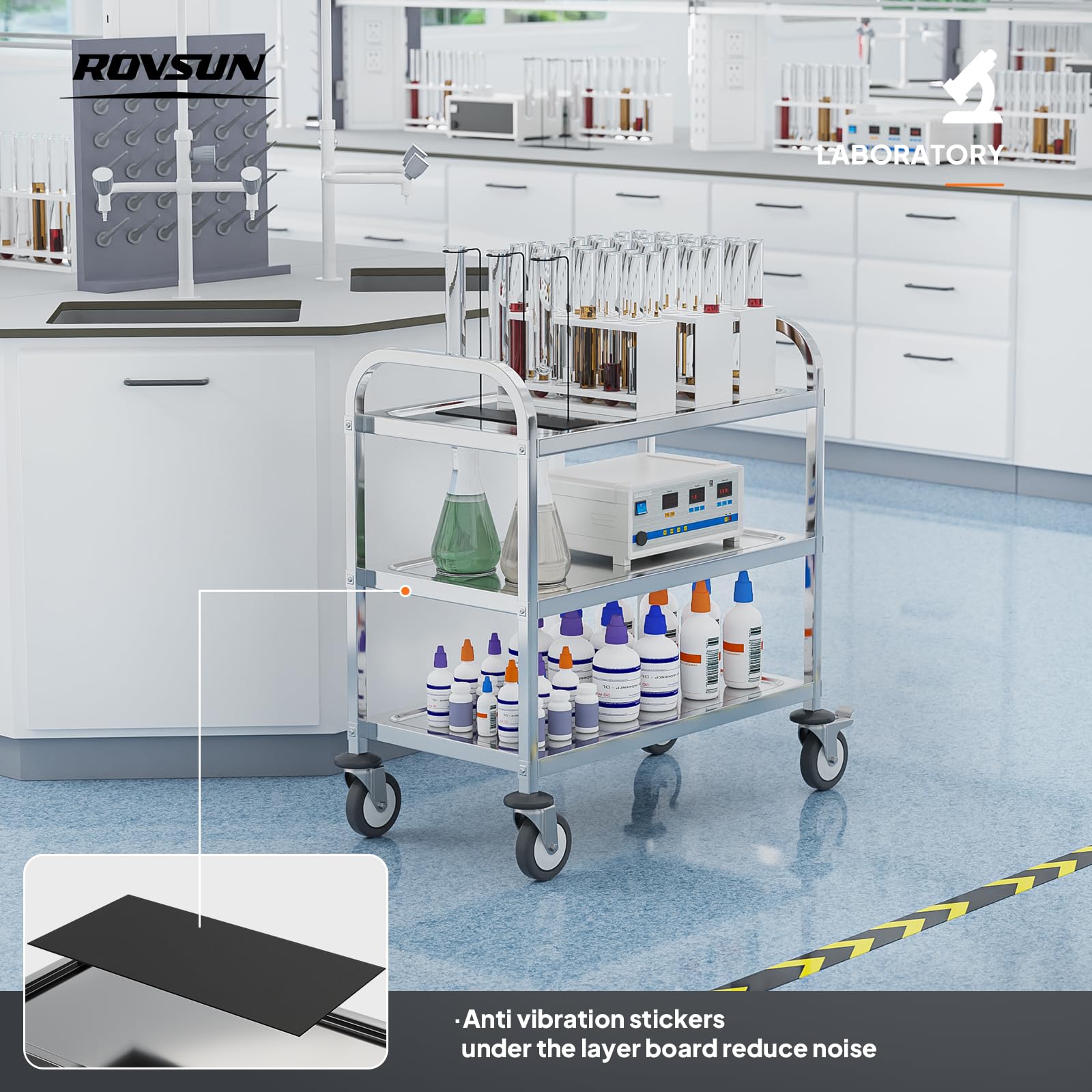 3-Tier 29" x 16" 330 lb. Capacity Stainless Steel Utility Cart