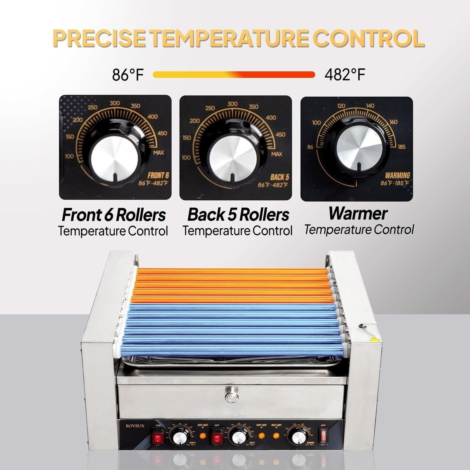 ROVSUN 30 Hot Dog Roller Grill with Bun Warmer