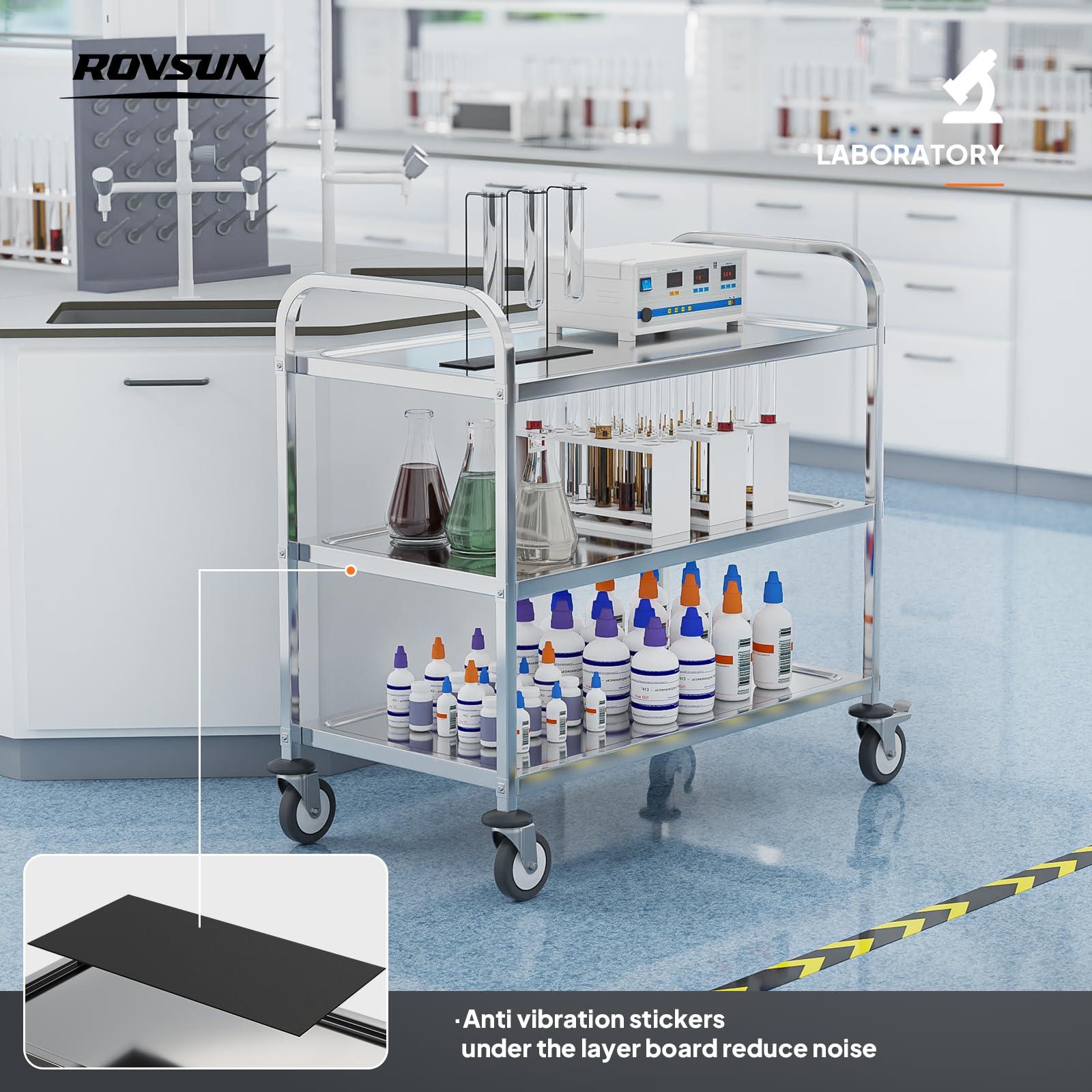 3-Tier 37" x 19" 330 lb. Capacity Stainless Steel Utility Cart