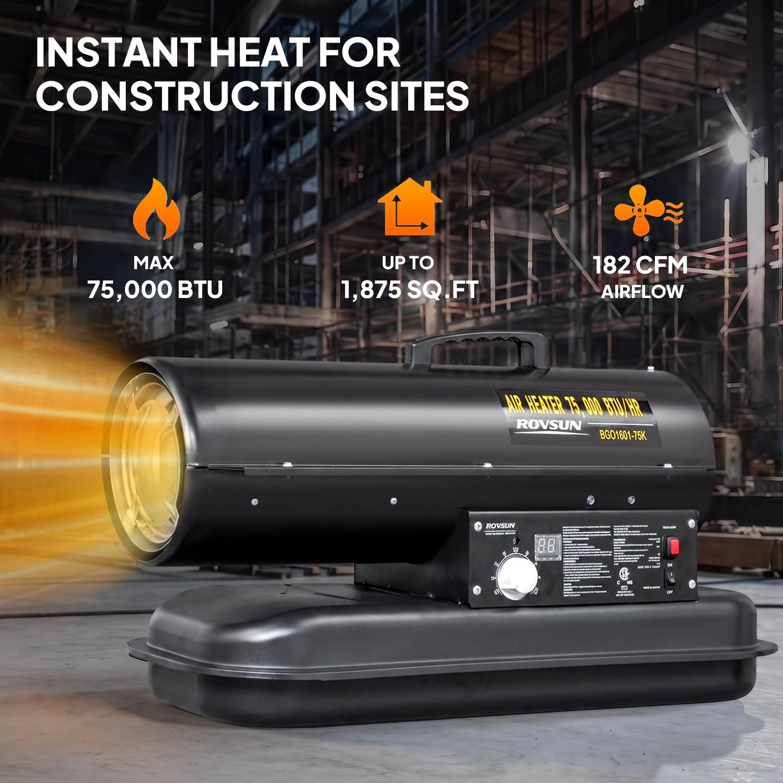 ROVSUN 75000 BTU Kerosene Forced Air Heater Portable Torpedo Diesel Space Heater