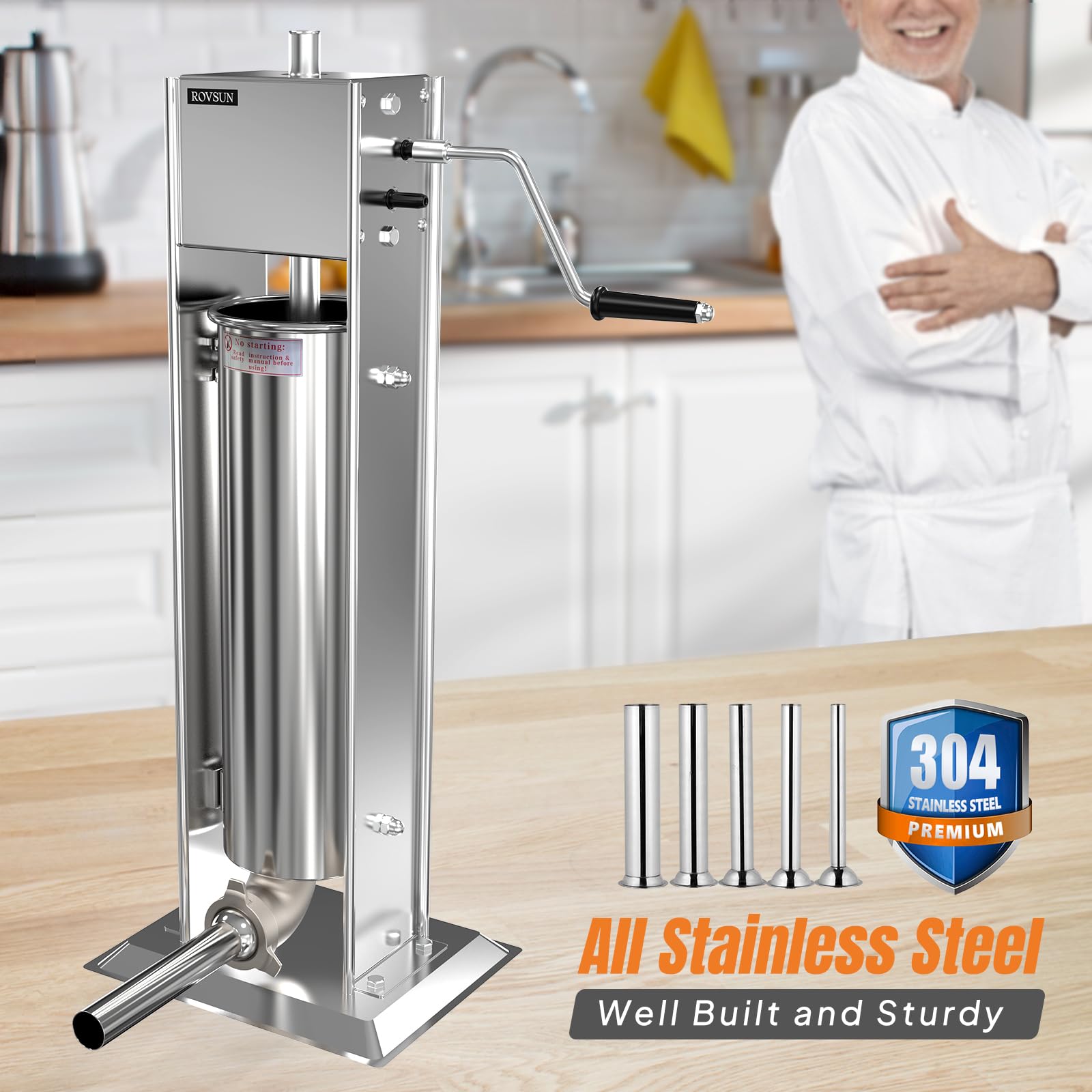 ROVSUN 15 lb. Manual Sausage Stuffer with 5 Stuffing Tubes