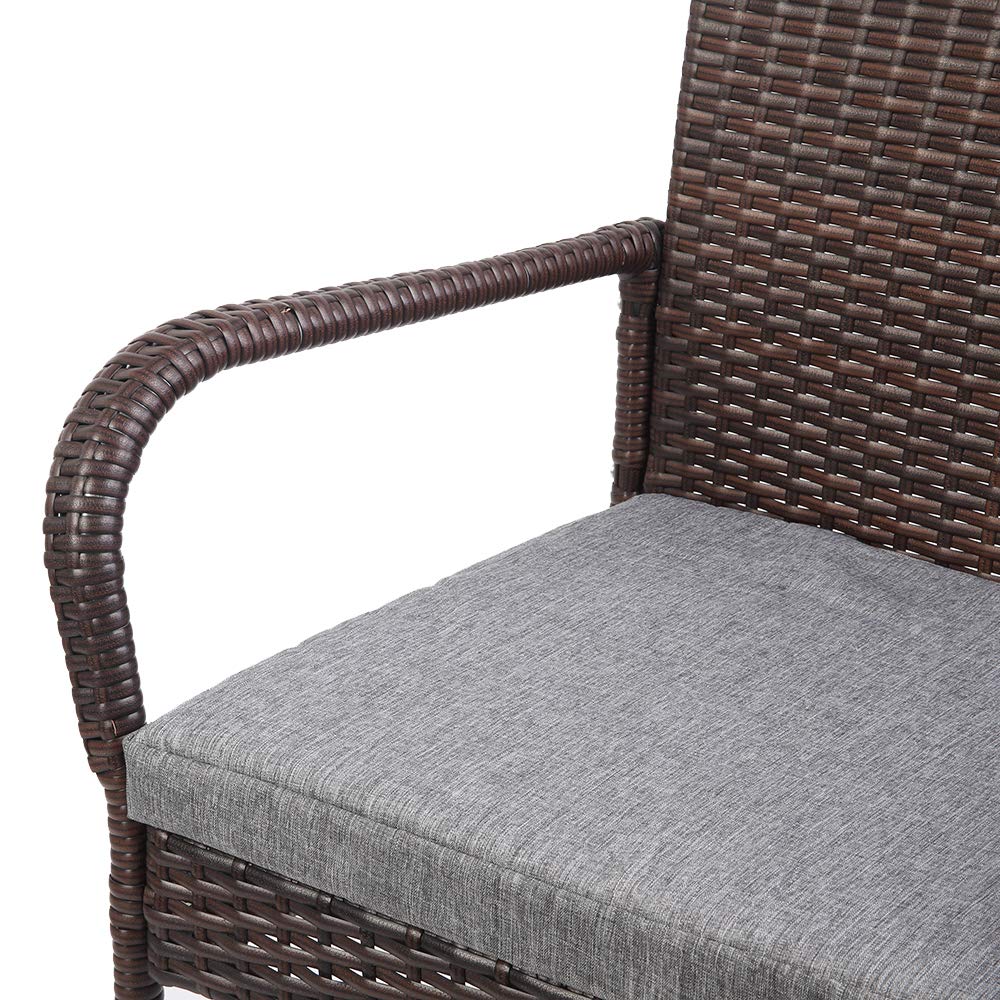 Outdoor Wicker Bar Stools Set with Armrest