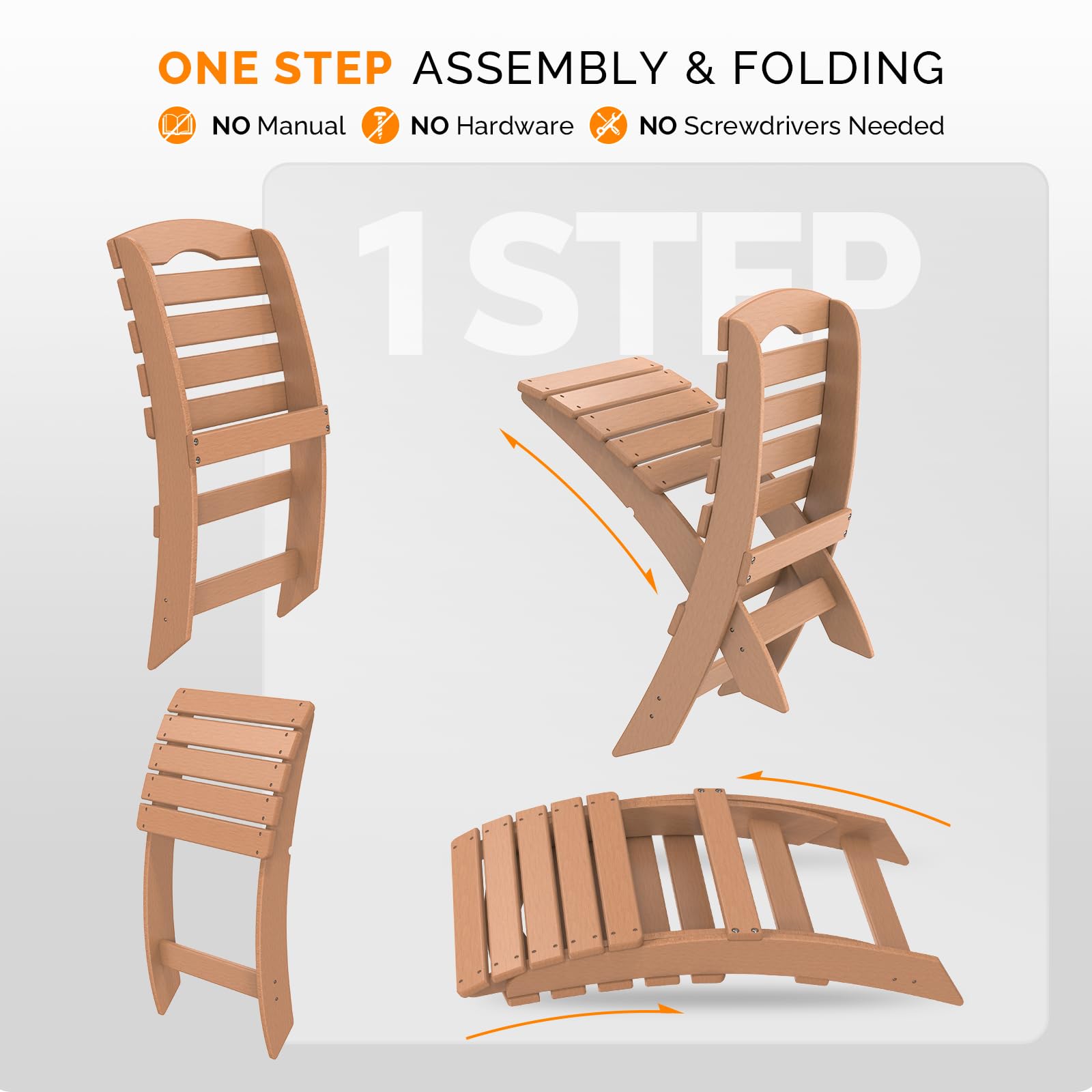 Portable Plastic Folding HDPE Adirondack Chair Teak