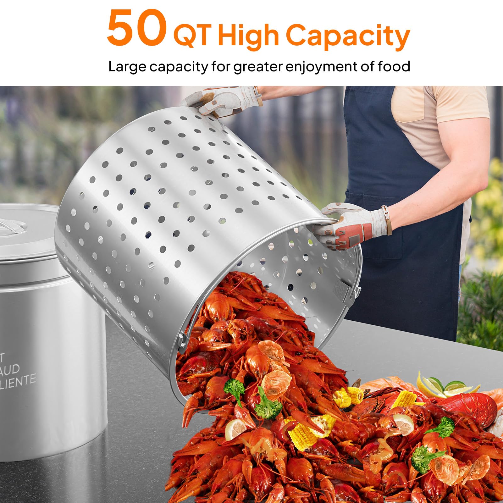 ROVSUN 50 QT Stainless Steel Stock Pot with Basket