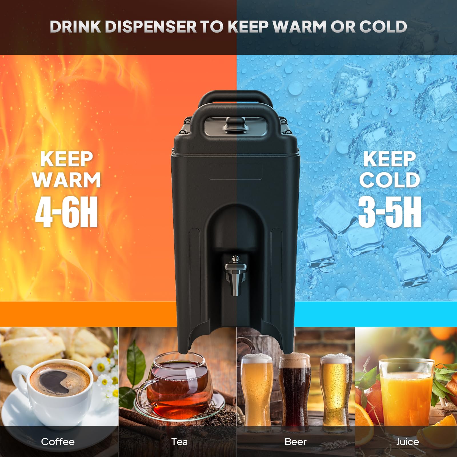 ROVSUN 2.5 Gallon Insulated Beverage Dispenser with 10 Cups