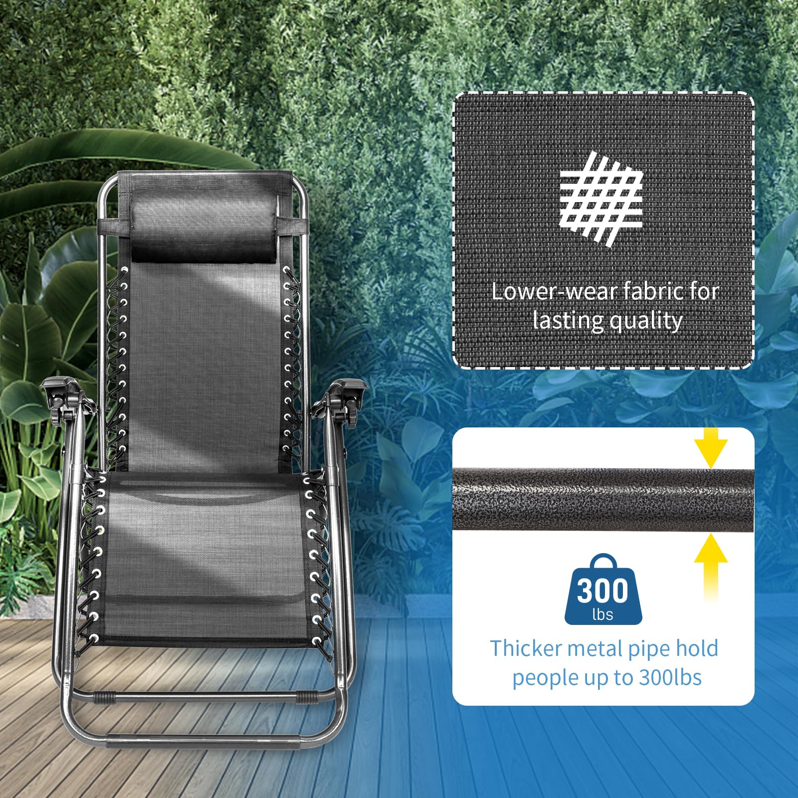 Outdoor Folding Zero Gravity Lounge Chair Black