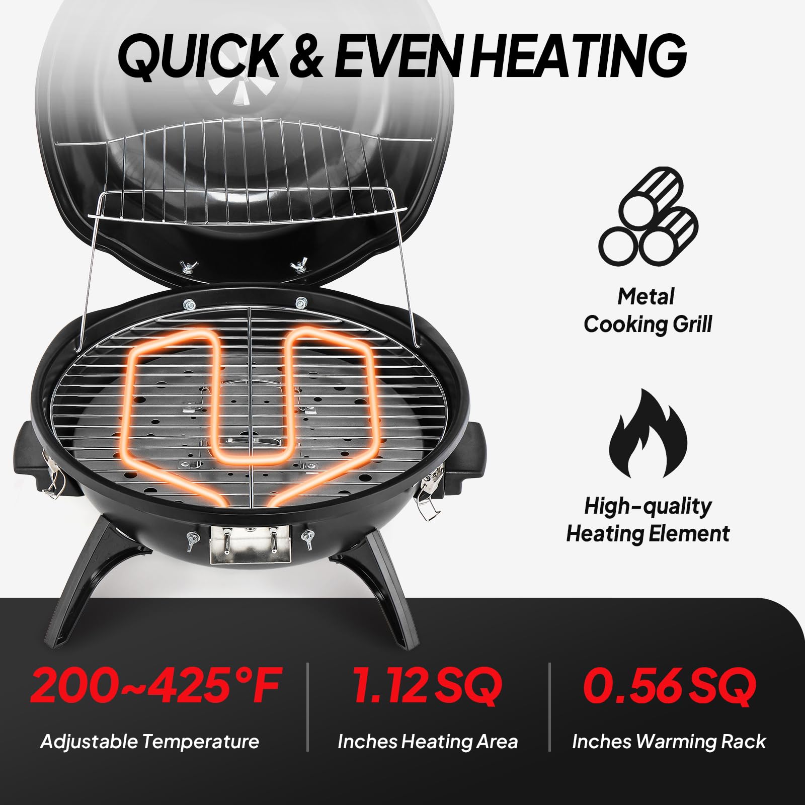 ROVSUN 1,600W Tabletop Electric Grill with Temperature Control Black