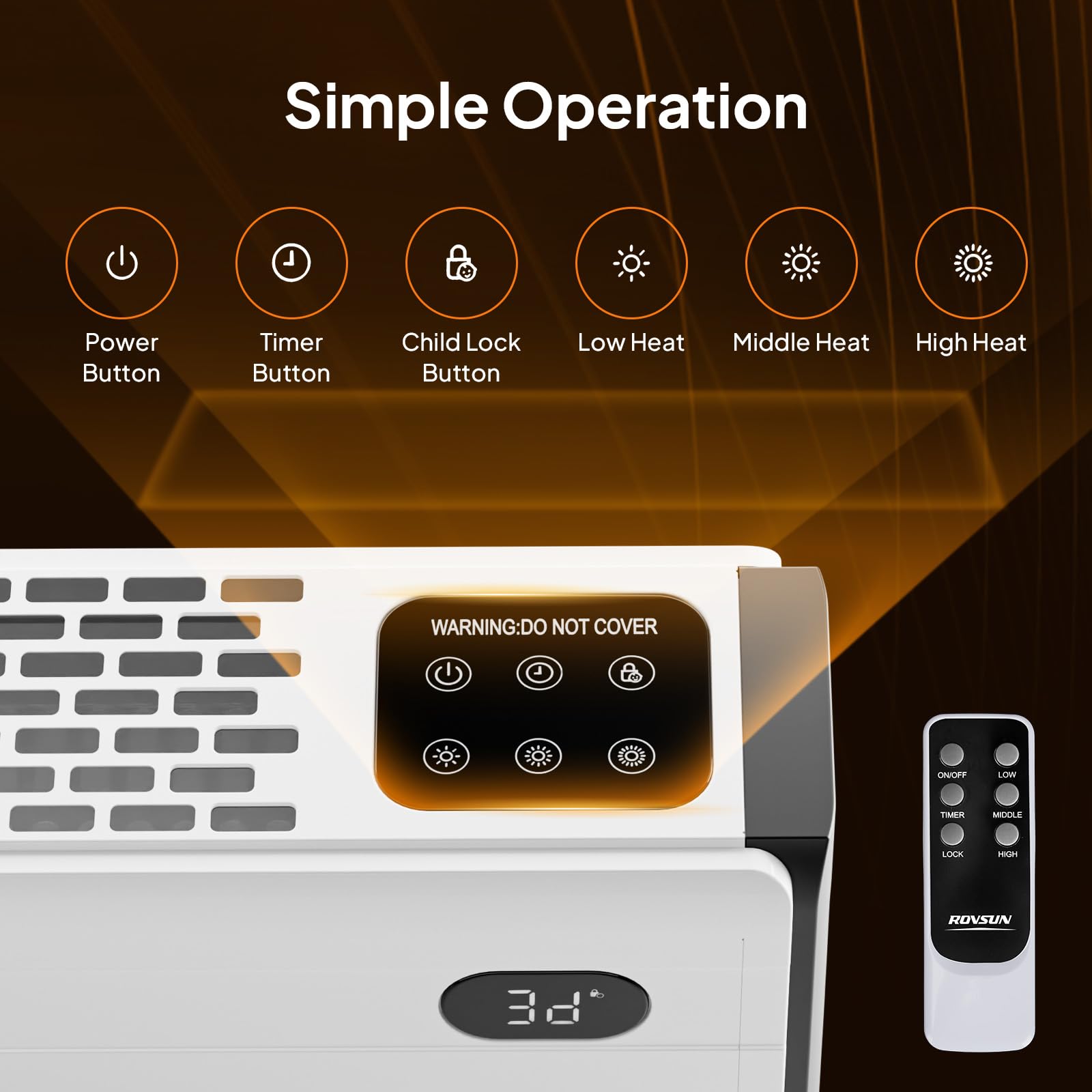 ROVSUN 32" Wide 1,500W 120V Electric Baseboard Heater with Remote Control