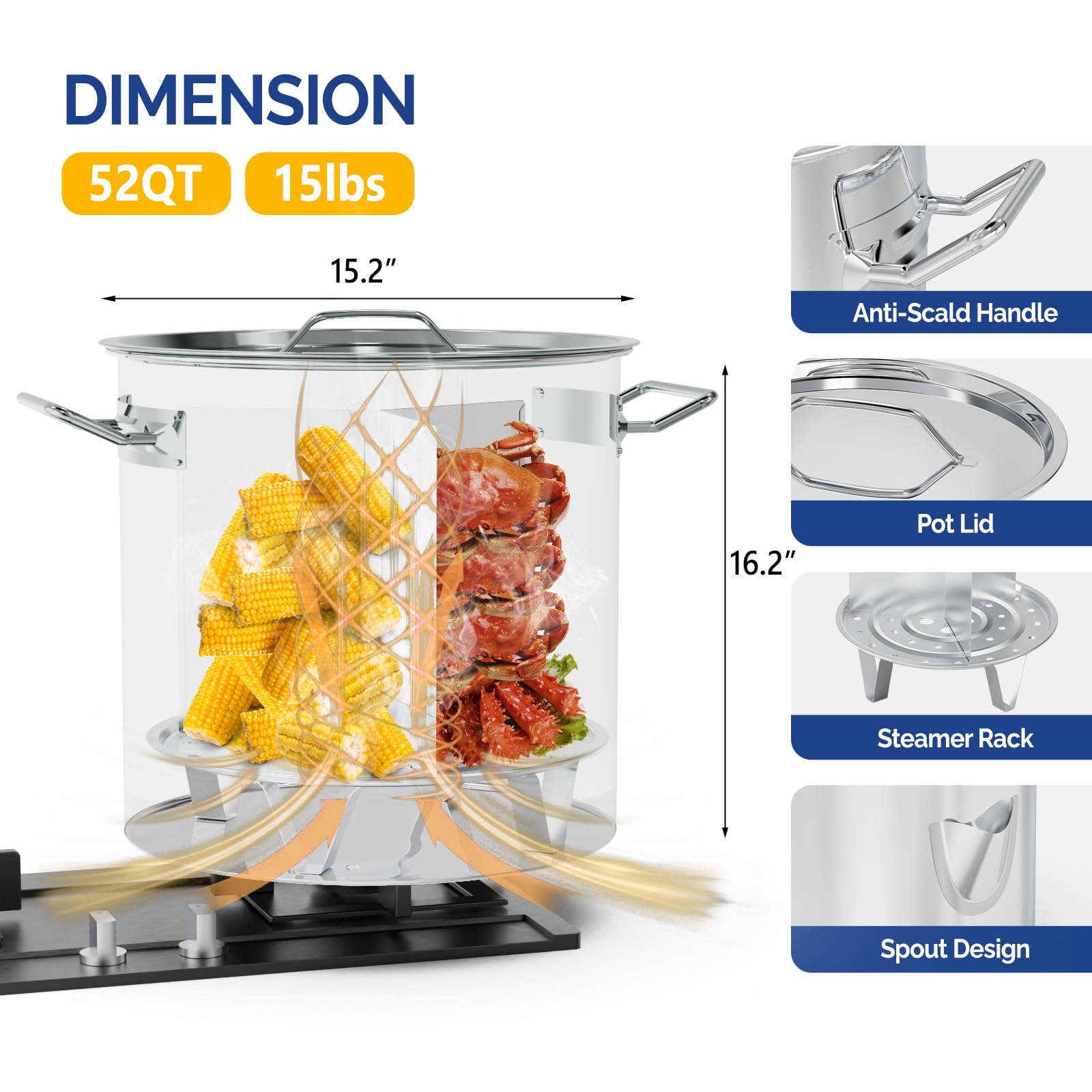 ROVSUN 52 QT Stainless Steel Tamale Steamer Pot