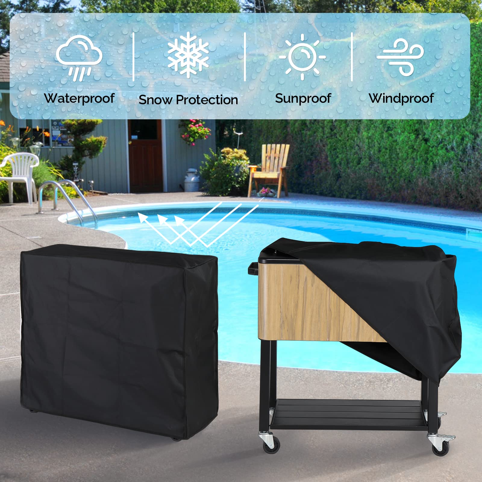 80 Quart Portable Outdoor Patio Rolling Cooler Cart Brown