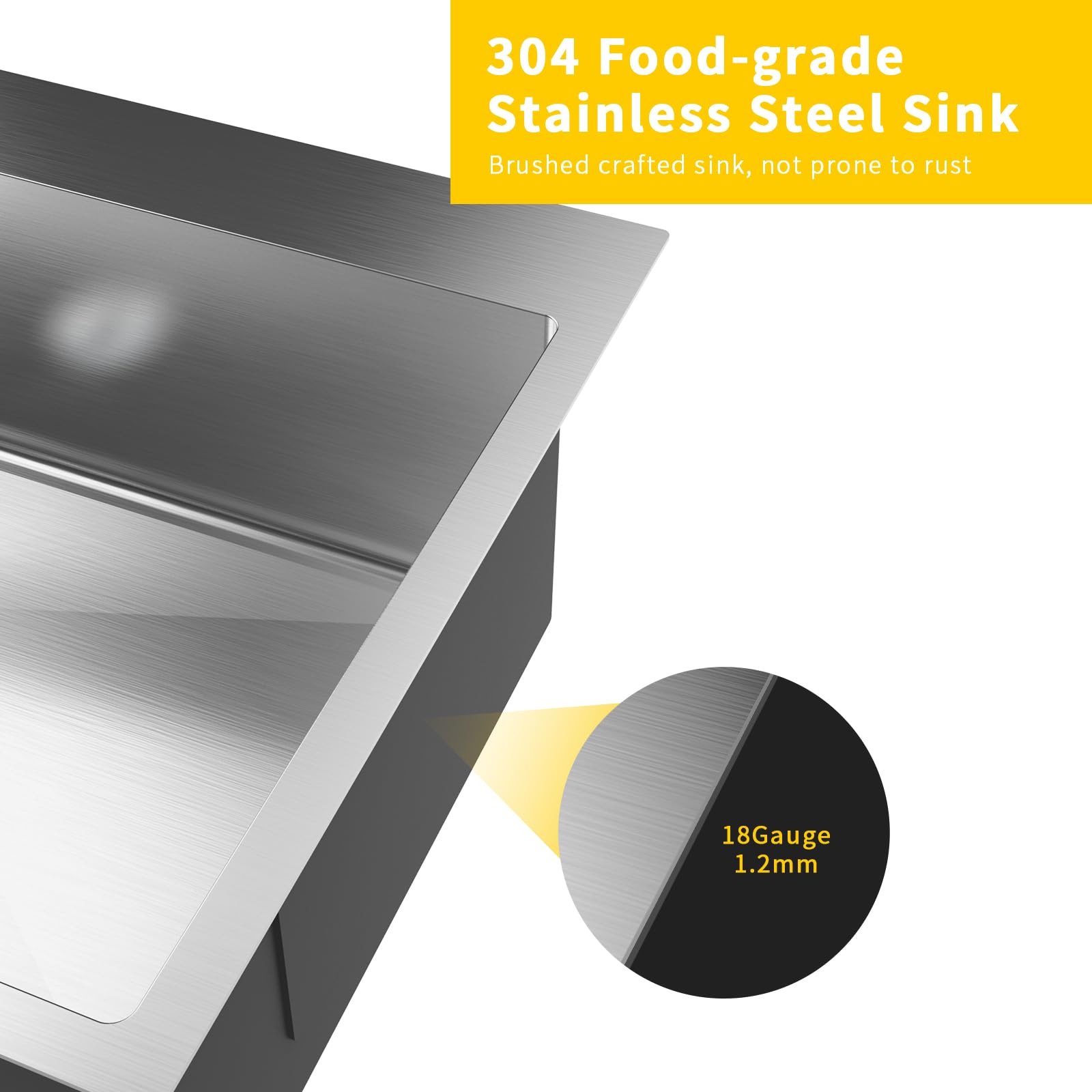 ROVSUN 24" x 20" Utility Sink with Cabinet for Kitchen Laundry Room Grey