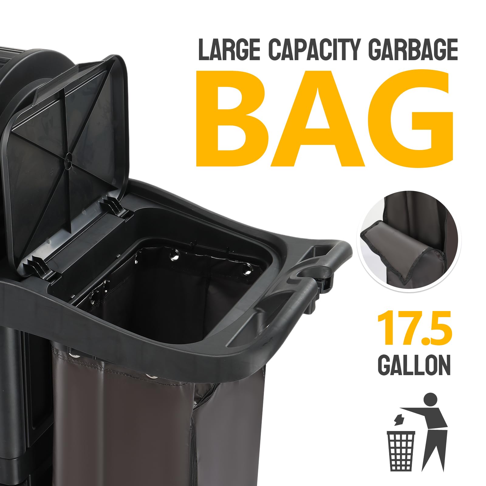 51" Janitorial Cart Cleaning Cart with Key-Locking Cabinet