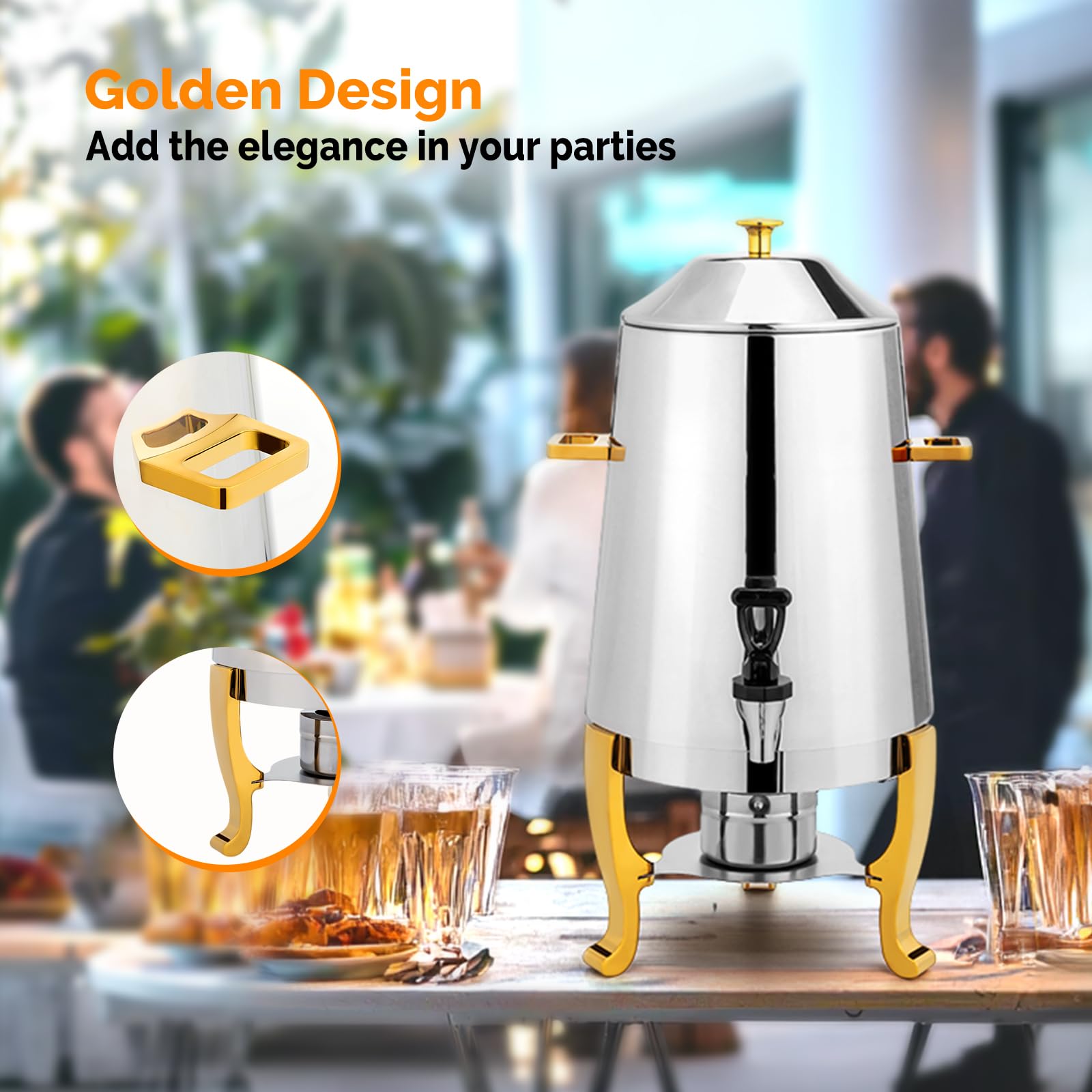 ROVSUN 3.5 Gallon Stainless Steel Coffee Chafer Urn with Fuel Holder