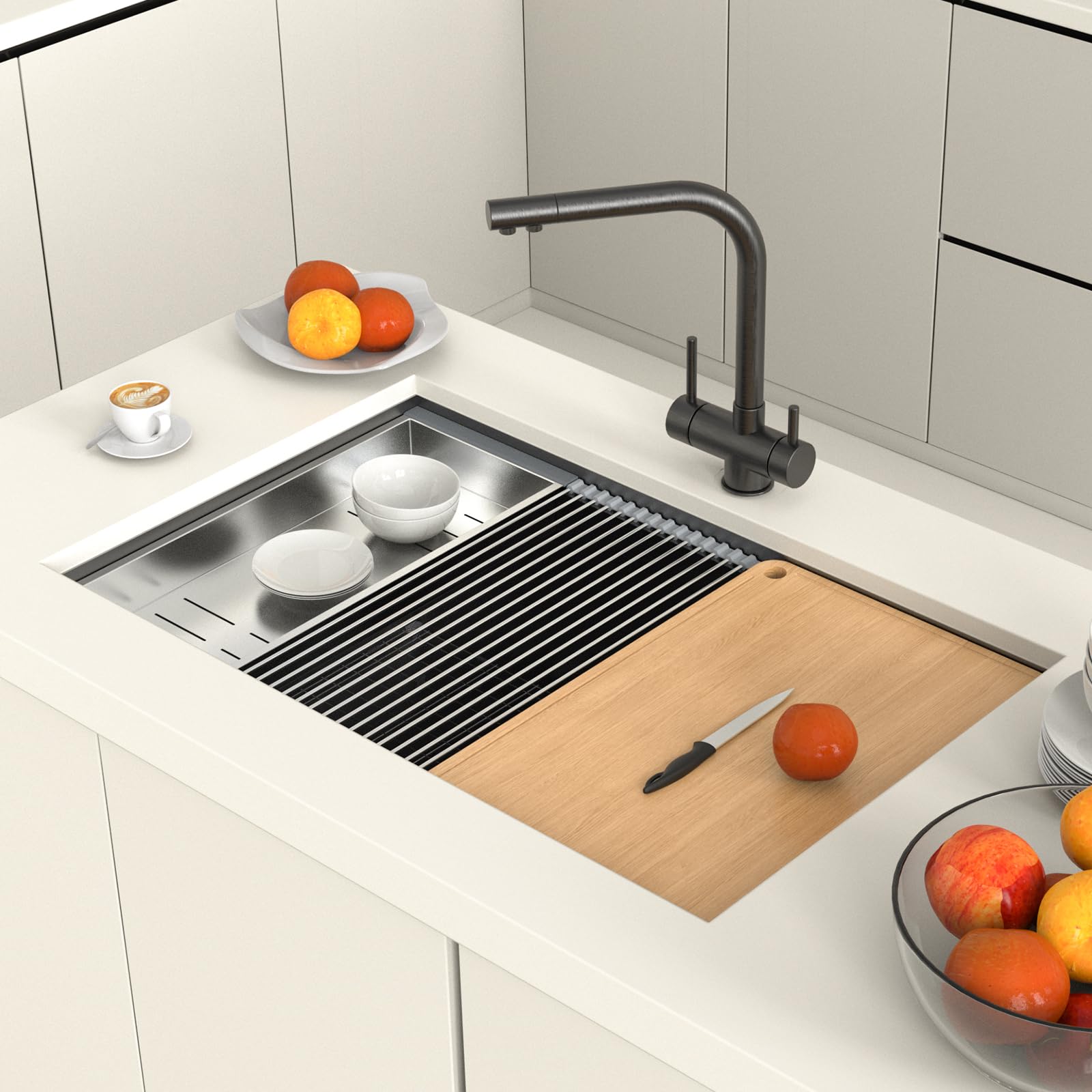 ROVSUN 30" x 19" Undermount Stainless Steel Sink for Kitchen Black