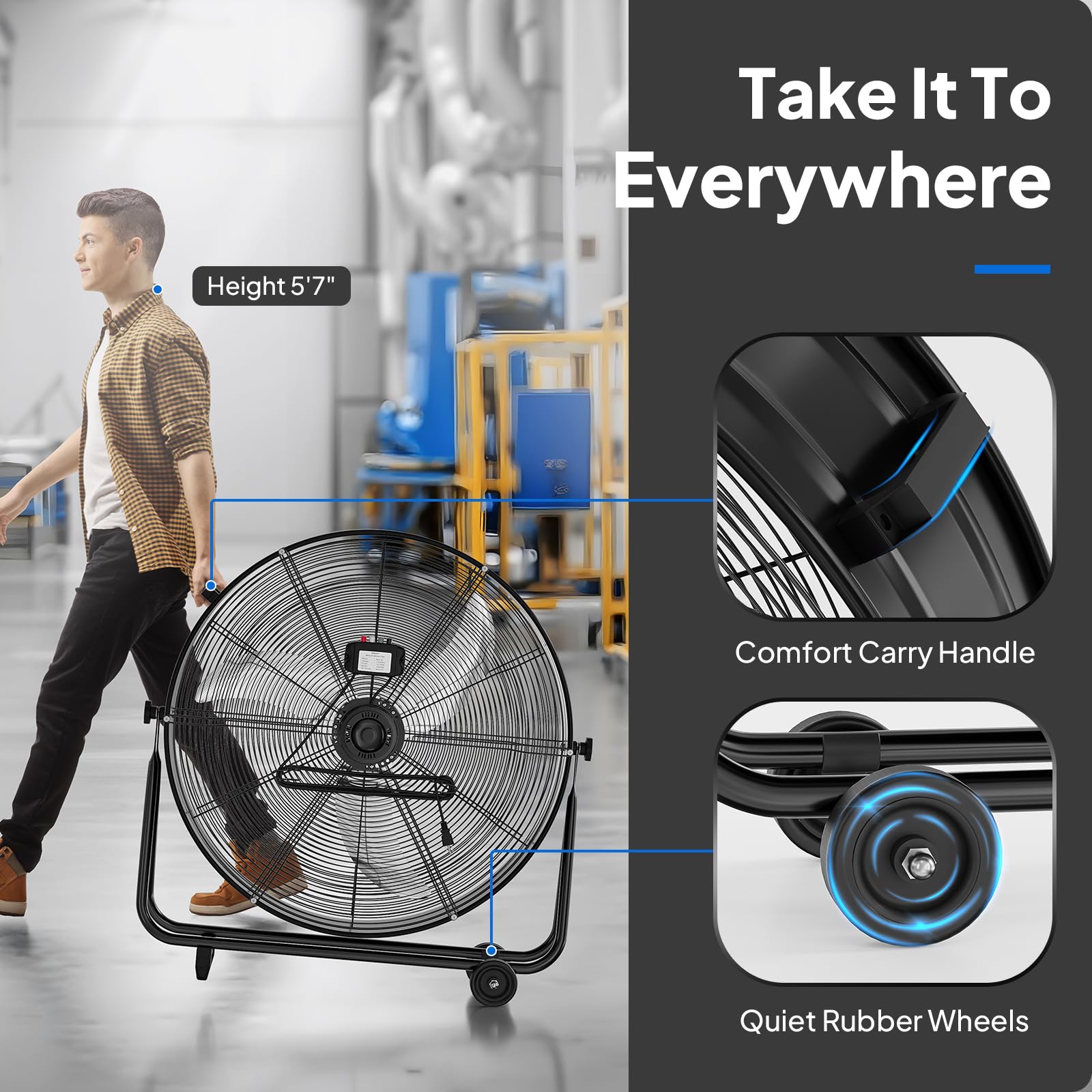 ROVSUN 30" 230W 110V Black Drum Fan